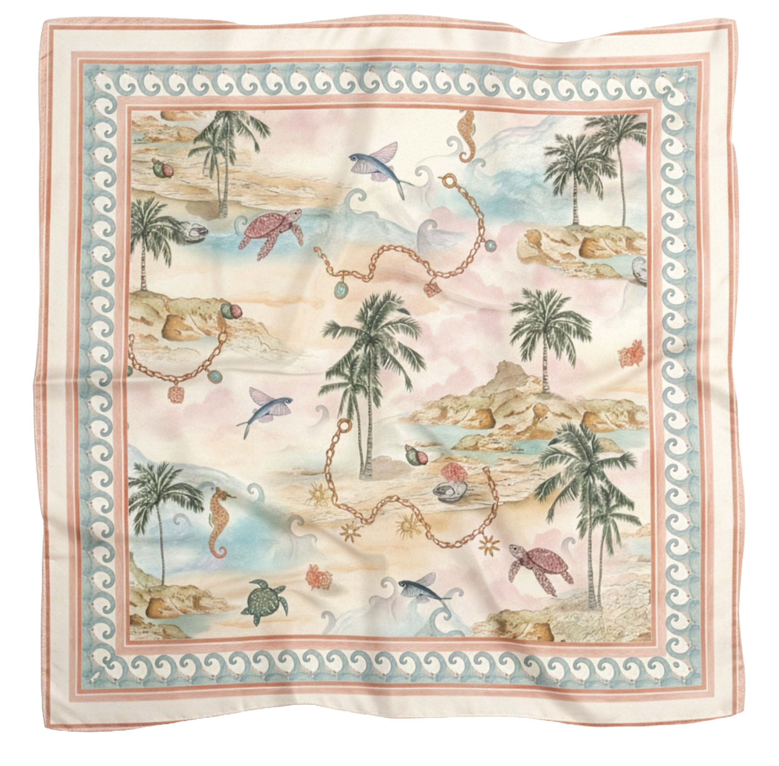 Ocean scene painted scarf