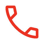 Red telephone receiver icon on a black background