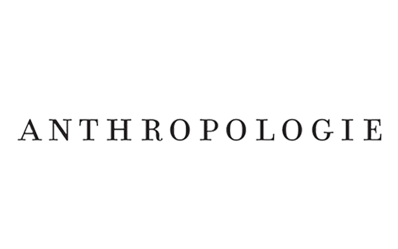 The word 'ANTHROPOLOGIE' in large black 3D letters on a white background.