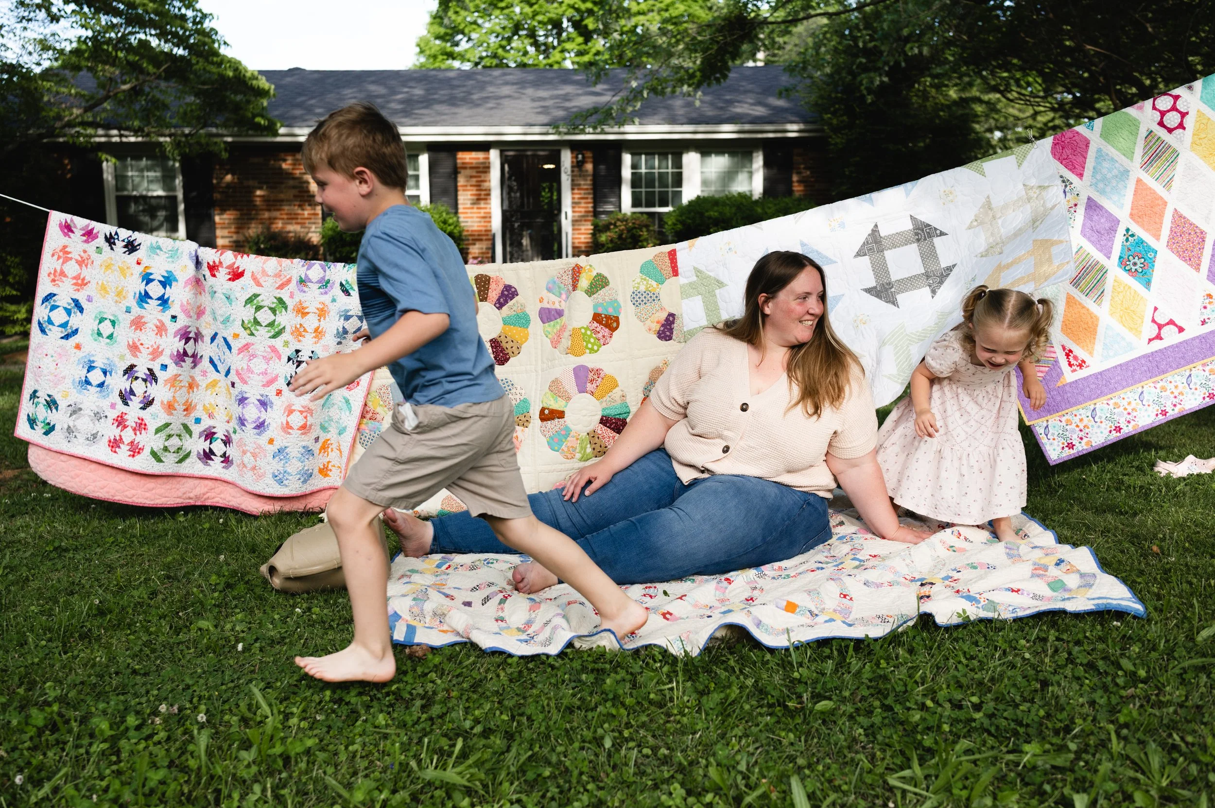 mother and children play outside, affordable, family photographer, clarksville tn, nashville tennessee
