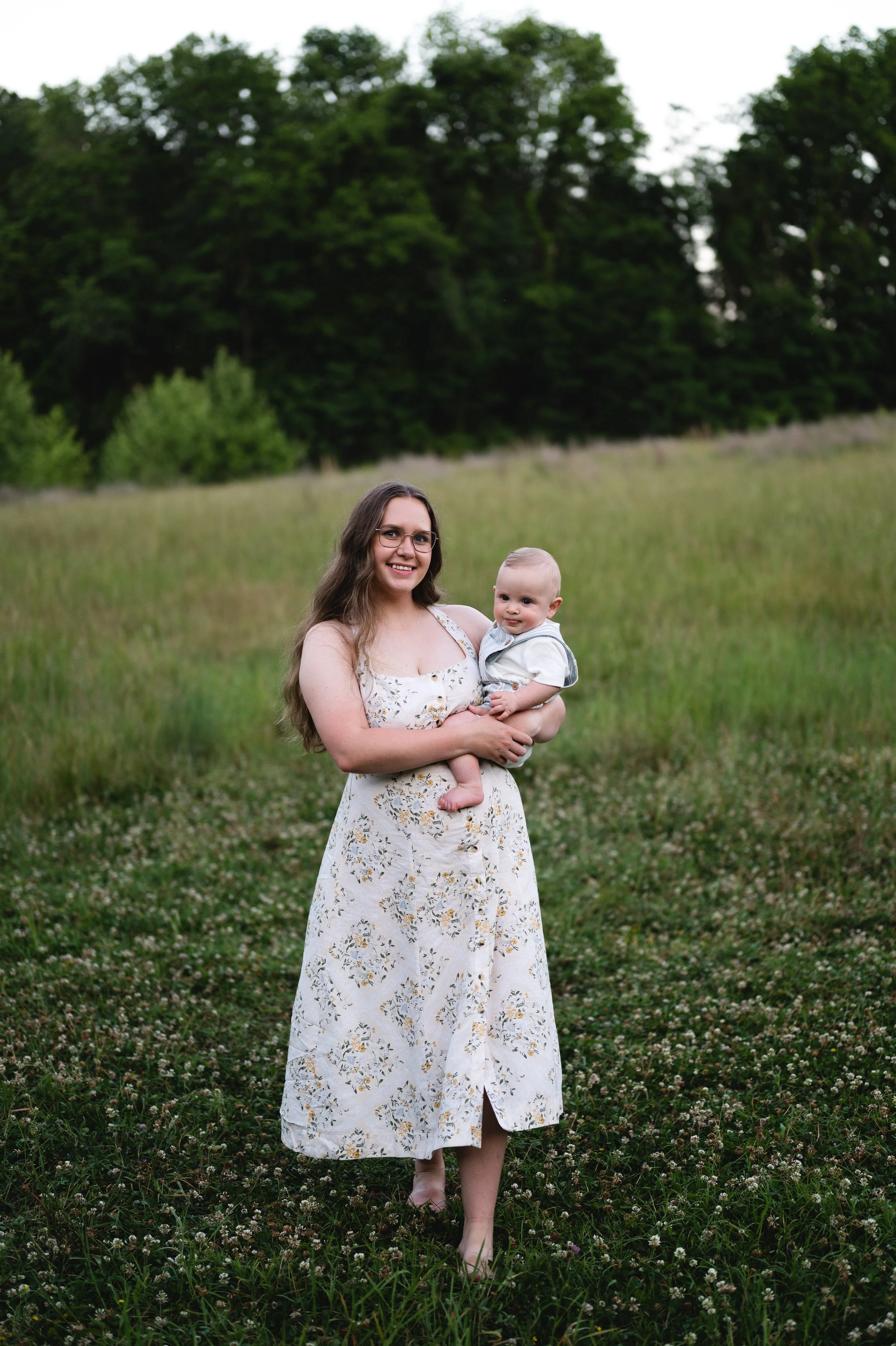 woman and baby walk through open field, photographer, affordable, nashville and clarksville tennessee
