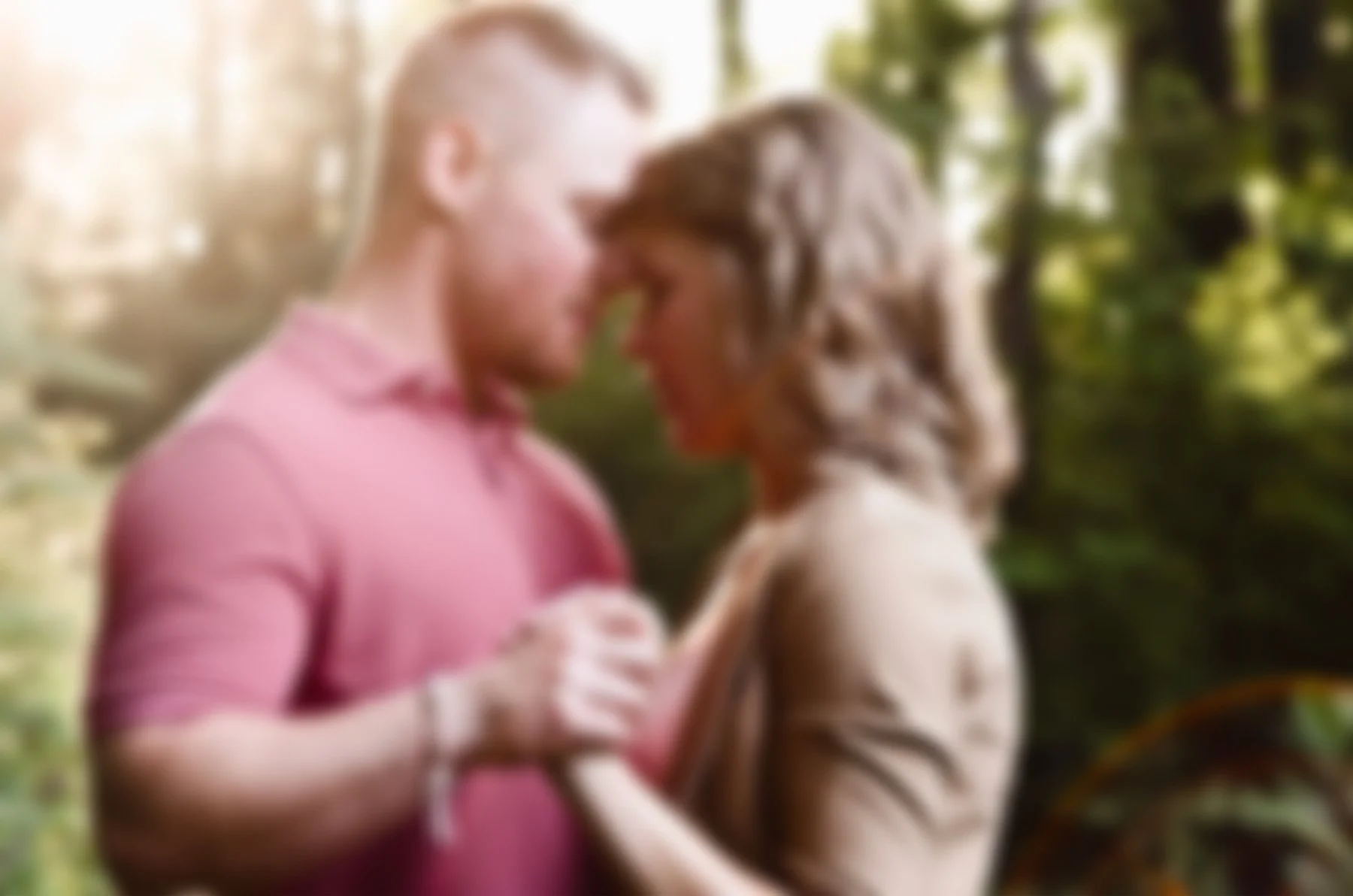 young blonde couple dancing in woods at sunset, clarksville tennessee, nashville tennessee, couples photographer, engagement photographer, affordable, photographer, lifestyle engagement photography, romantic, cinematic, storytelling
