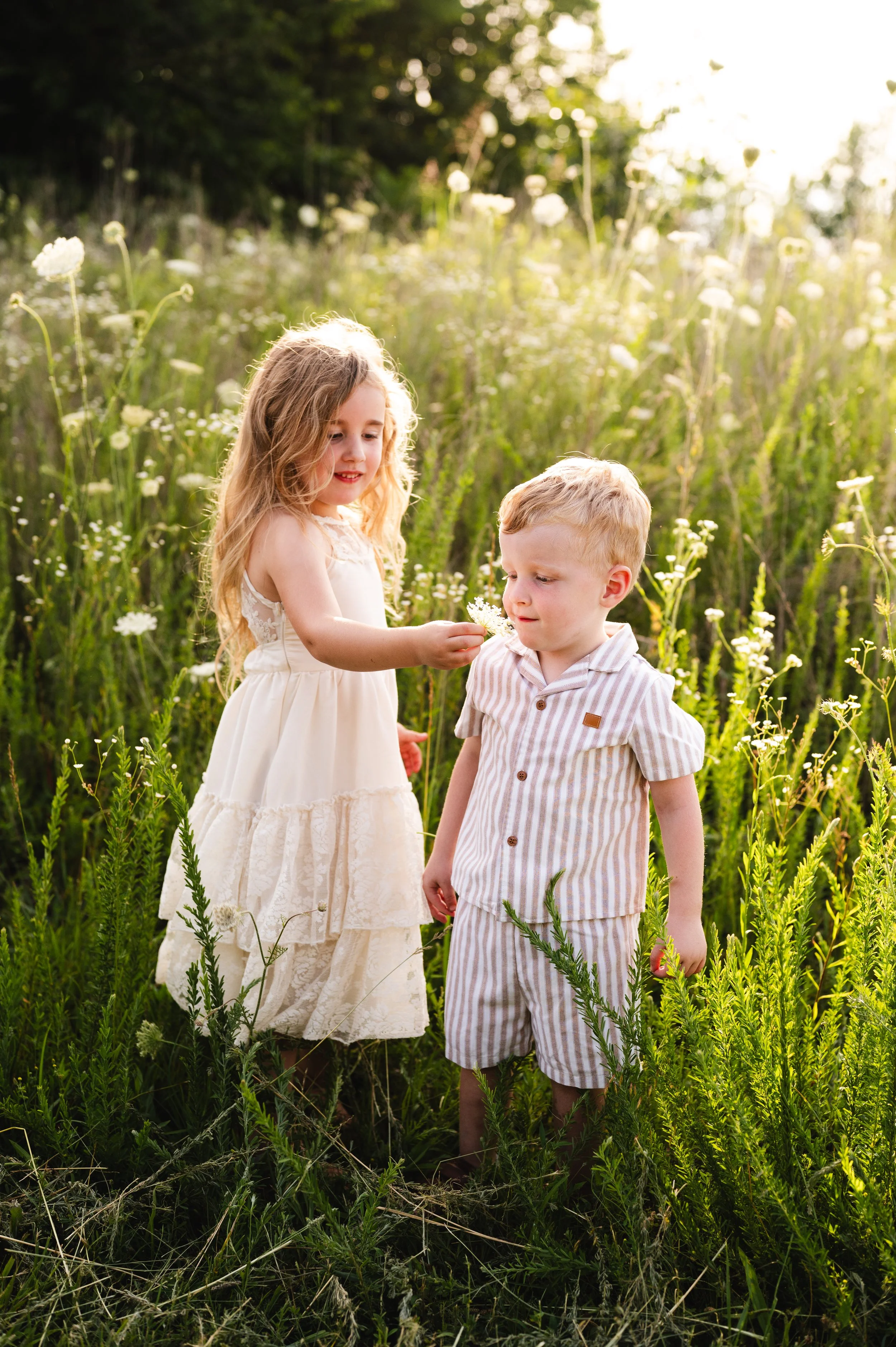 children in flower field, family photographer, clarksville and nashville tennessee, affordable