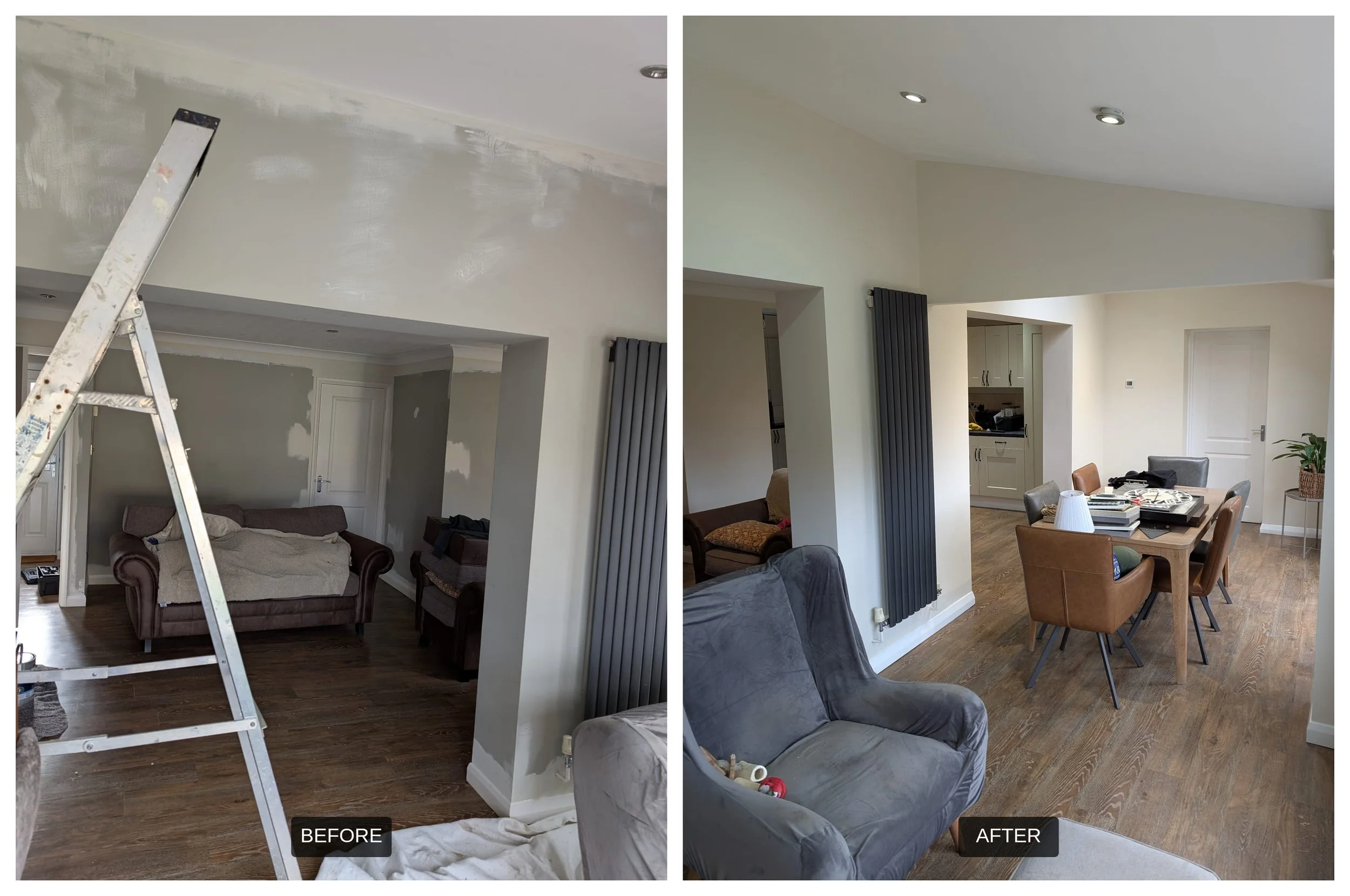 Vanistics dining space before and after