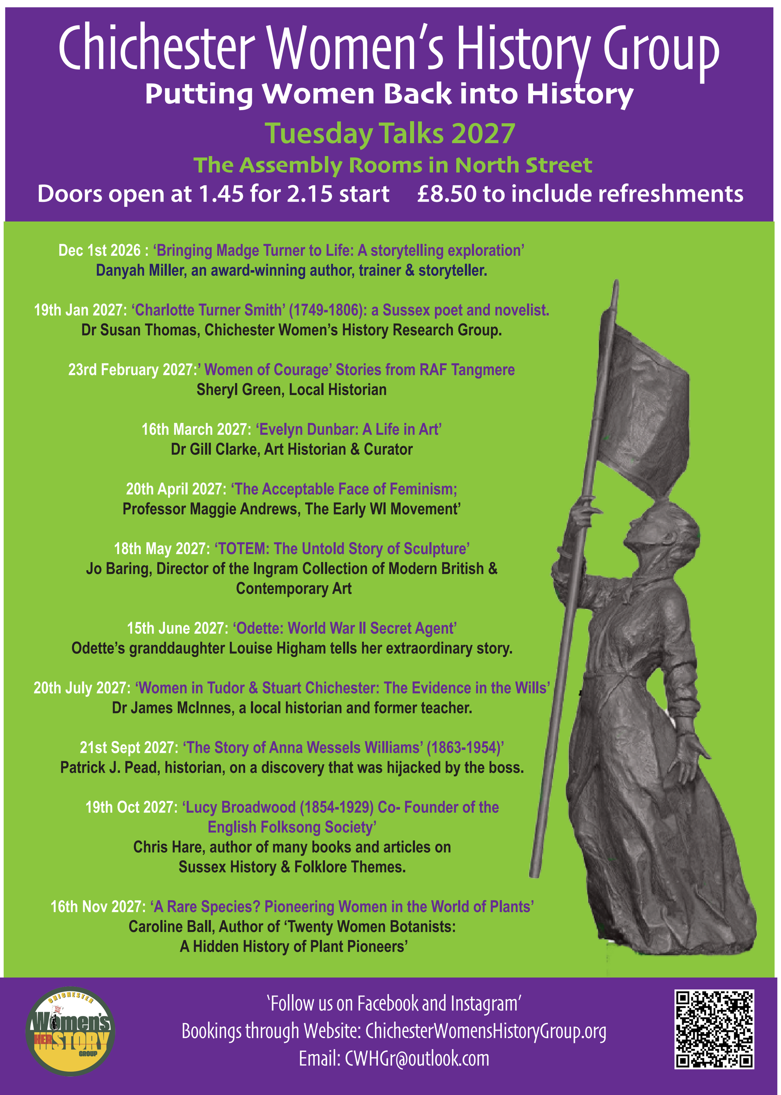Chichester Womens History Group Poster from 2025 Talks
