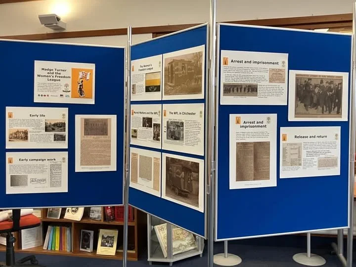 Madge Turner Exhibition opens at the West Sussex Record Office with newly discovered newspaper photos of Madge’s group’s arrest