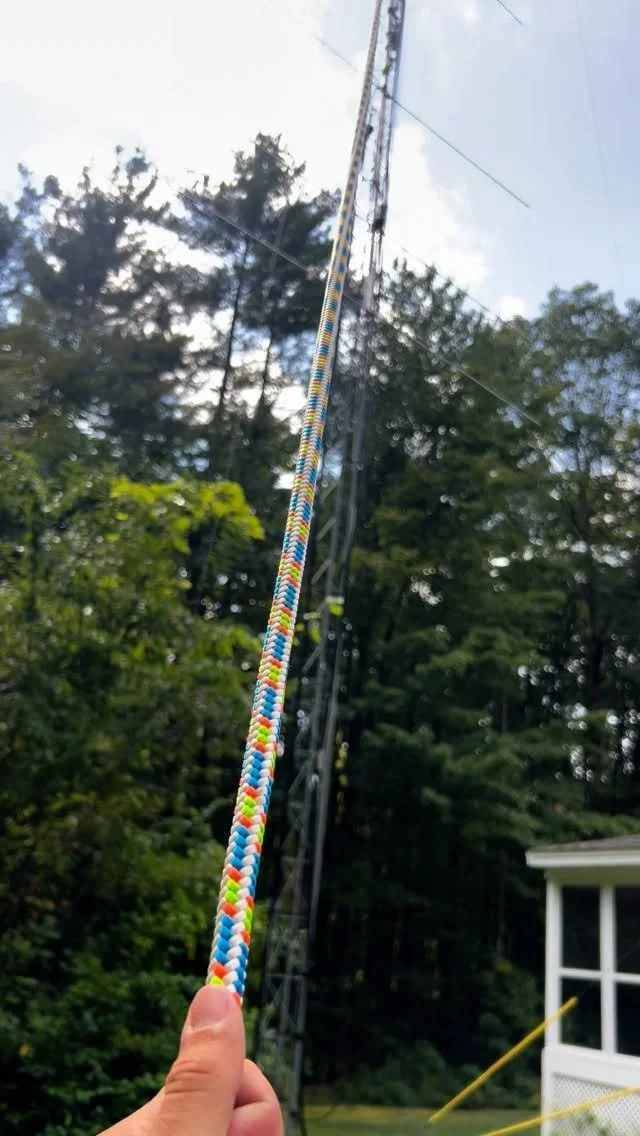 ❄️ Pre-Winter Tower Maintenance 📡
Up here in the Northeast, we’re getting ready for the cold. Swapped in new feed lines and antennas for VHF/UHF — and trammed a 5-element 6-meter beam up to the top using 3/8” double braid rope. Sm