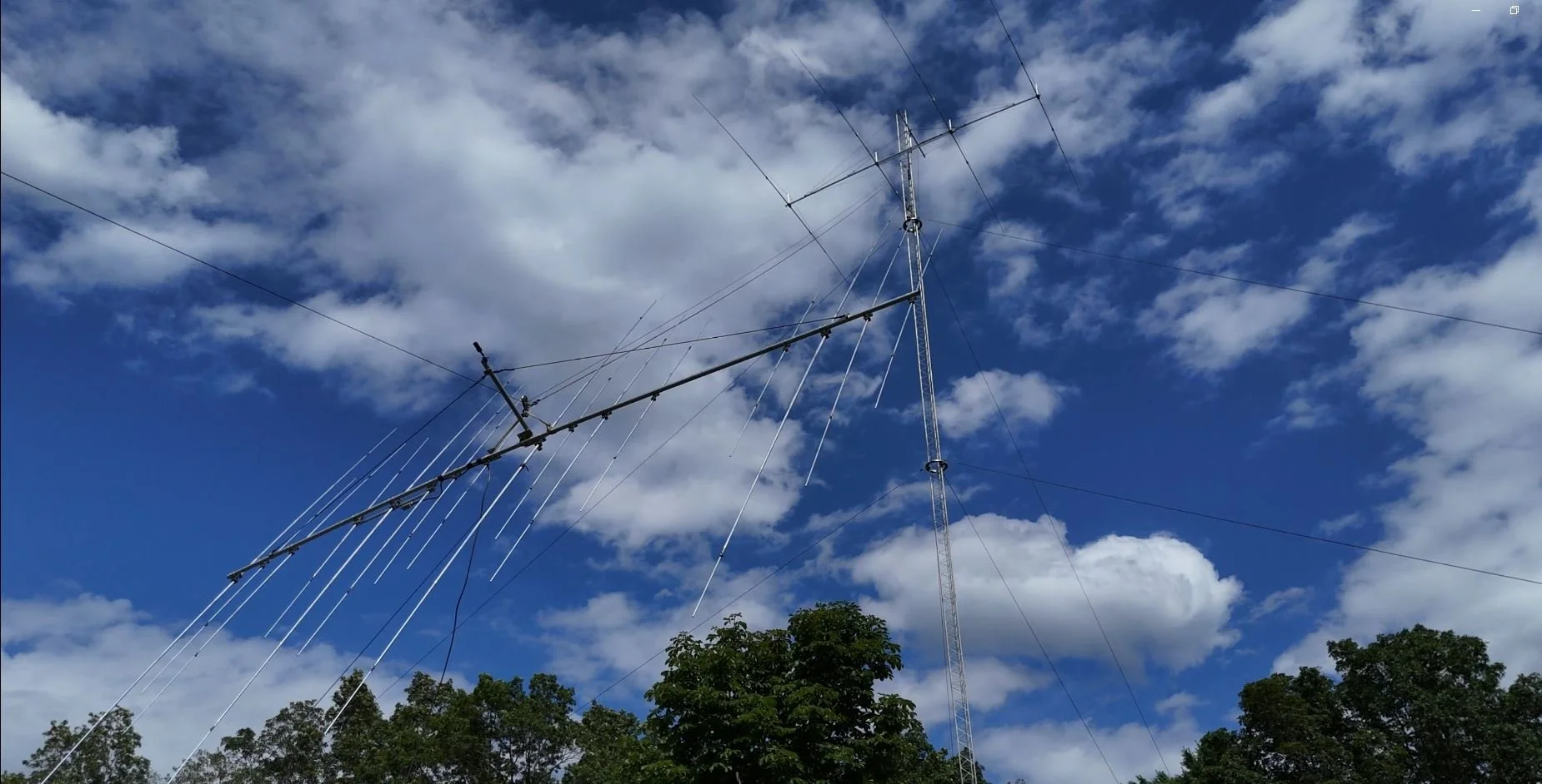 Large HF Yagi antenna tram hoisting and rigging — gin pole and tram line antenna installation contractor New England