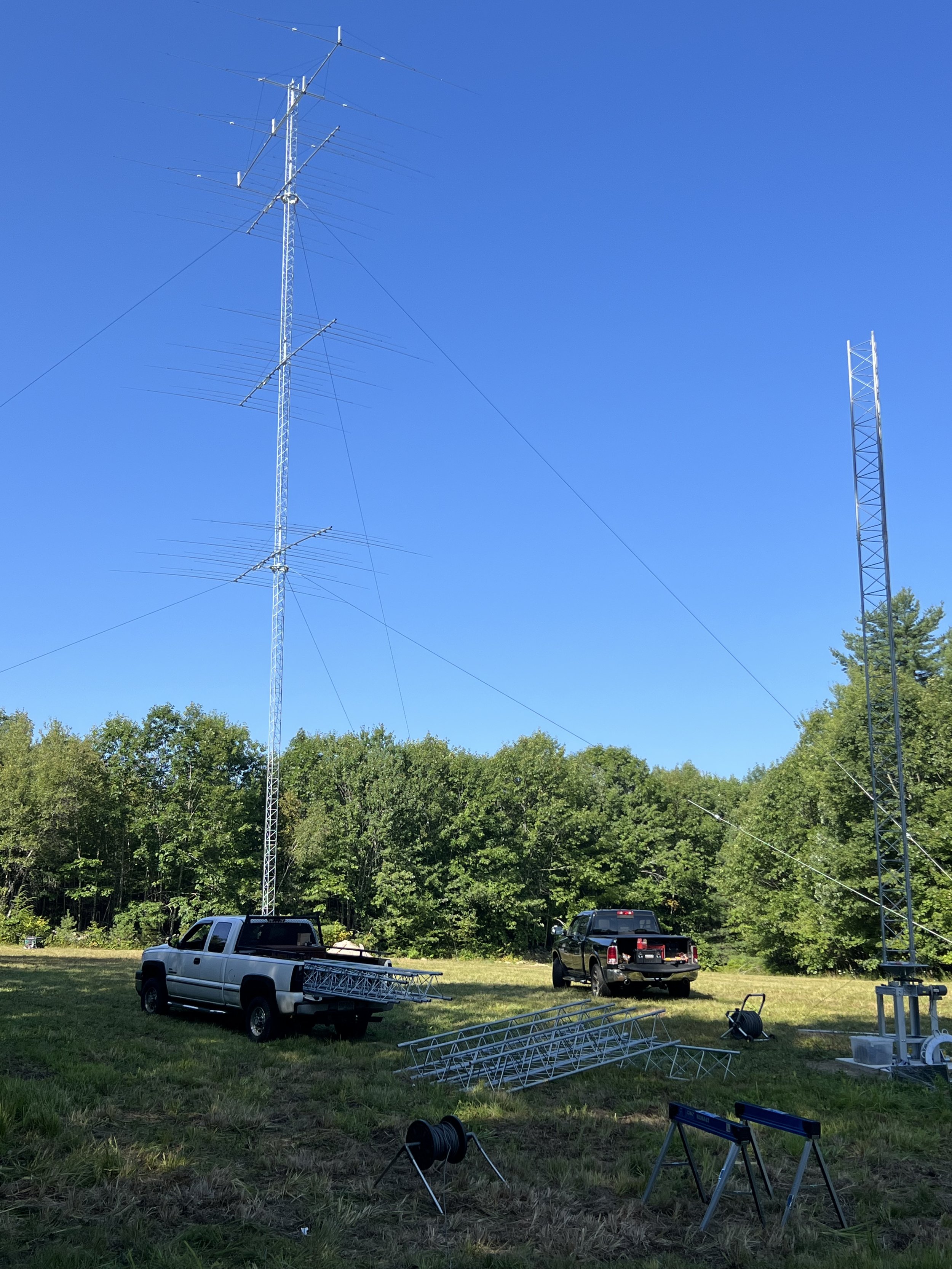 VCTowers LLC guyed tower installation in progress — Rohn tower erection and antenna installation contractor, New England and nationwide