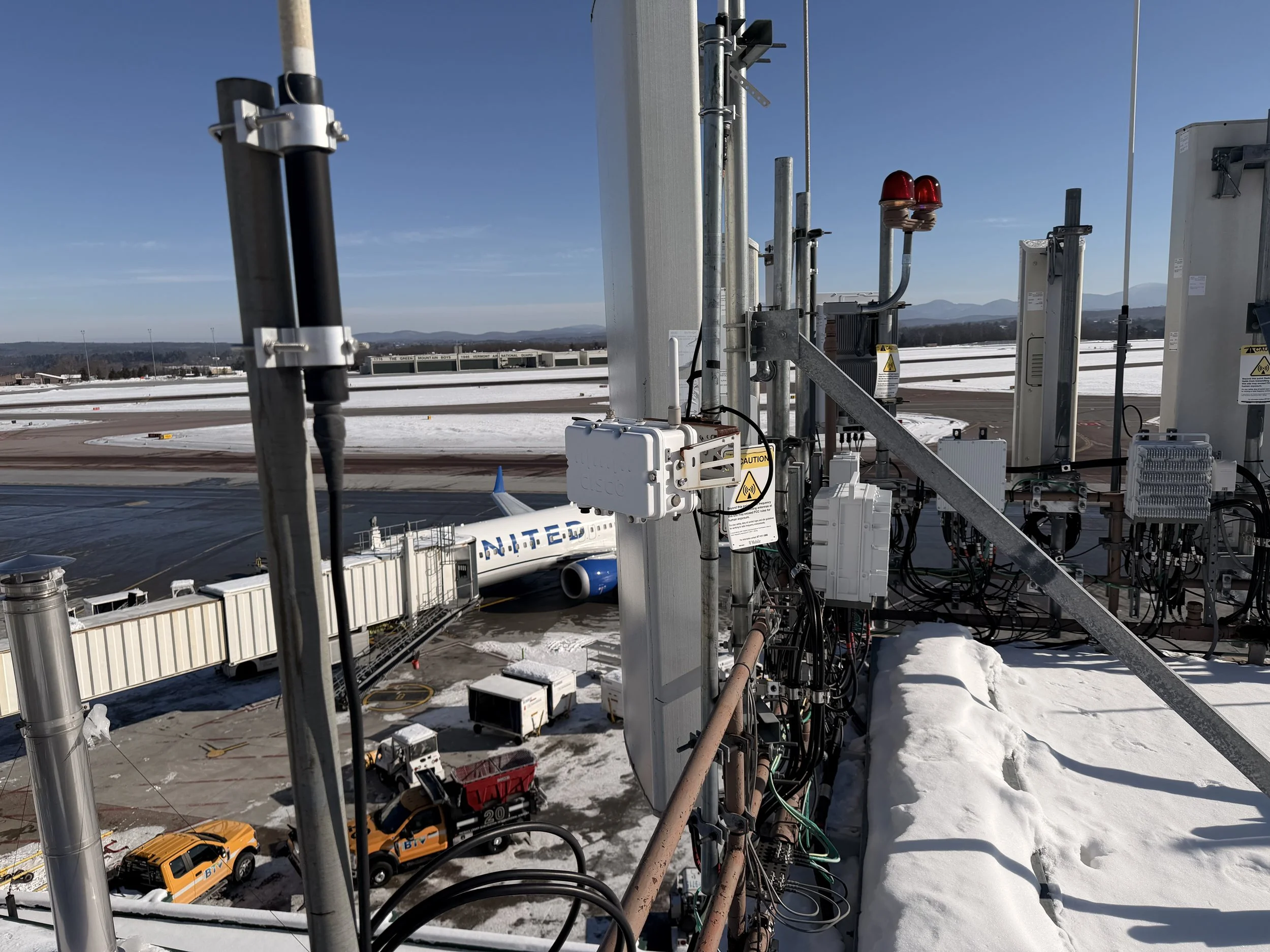 Airport communications equipment installation from control tower — aviation antenna and sterile area infrastructure contractor, nationwide
