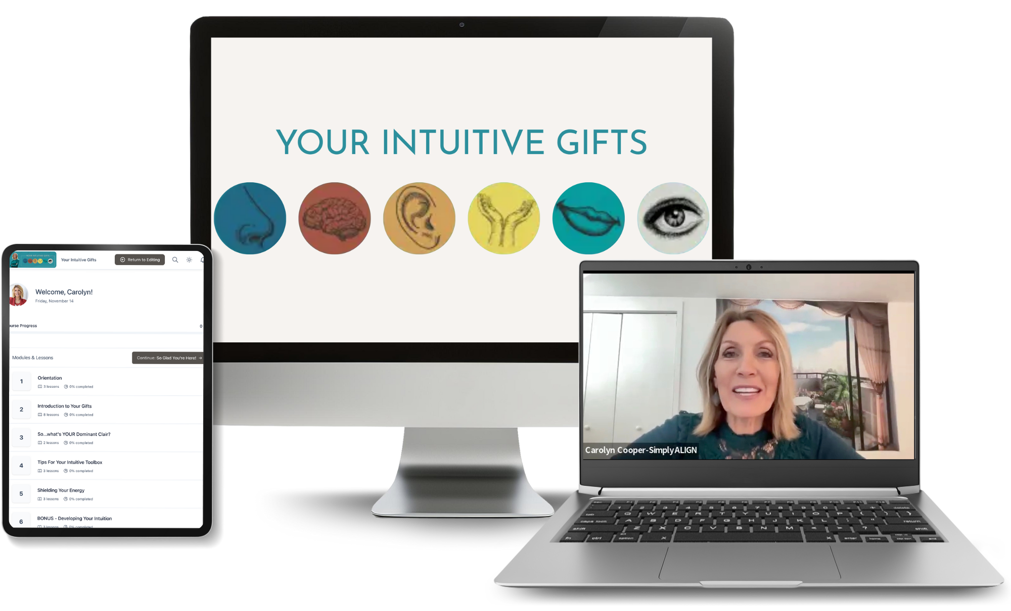 A woman in a red dress walking along a dock over water, with mountains in the background and a partly cloudy sky.