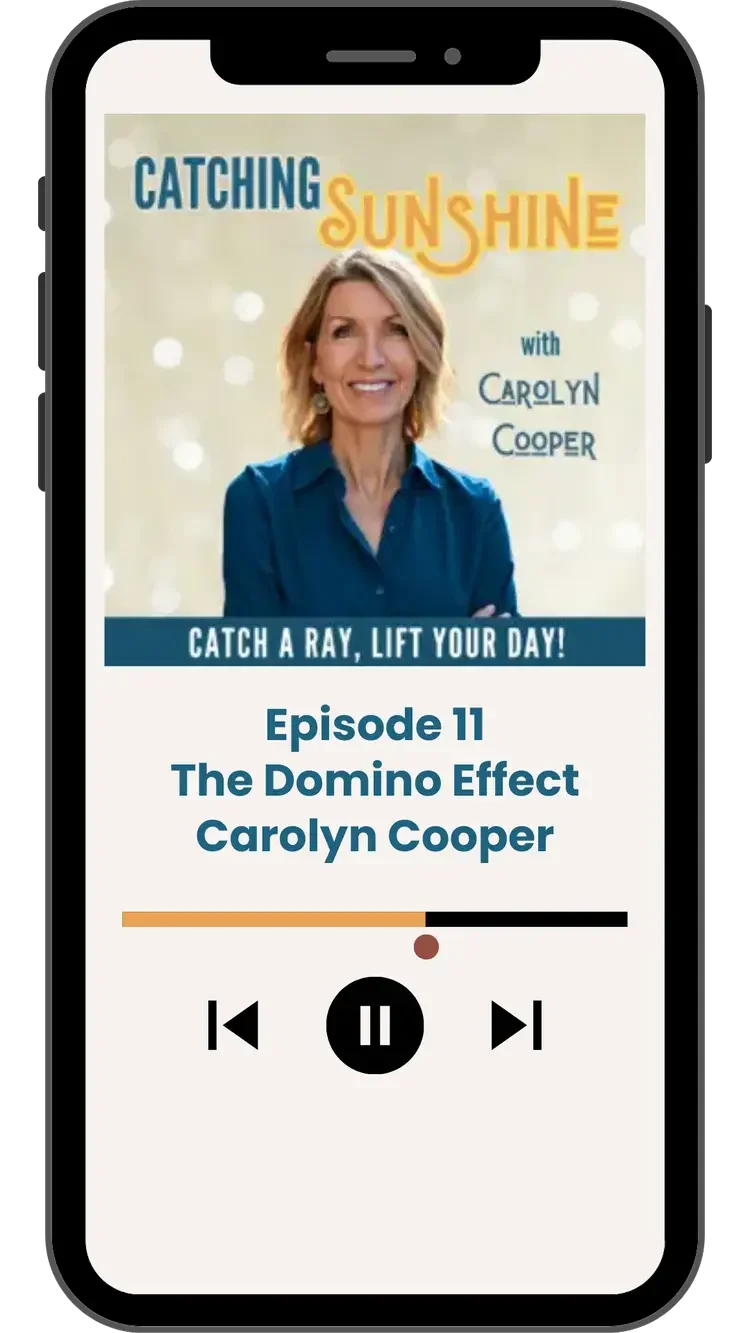 Catching Sunshine Podcast cover with Carolyn Cooper on iPhone