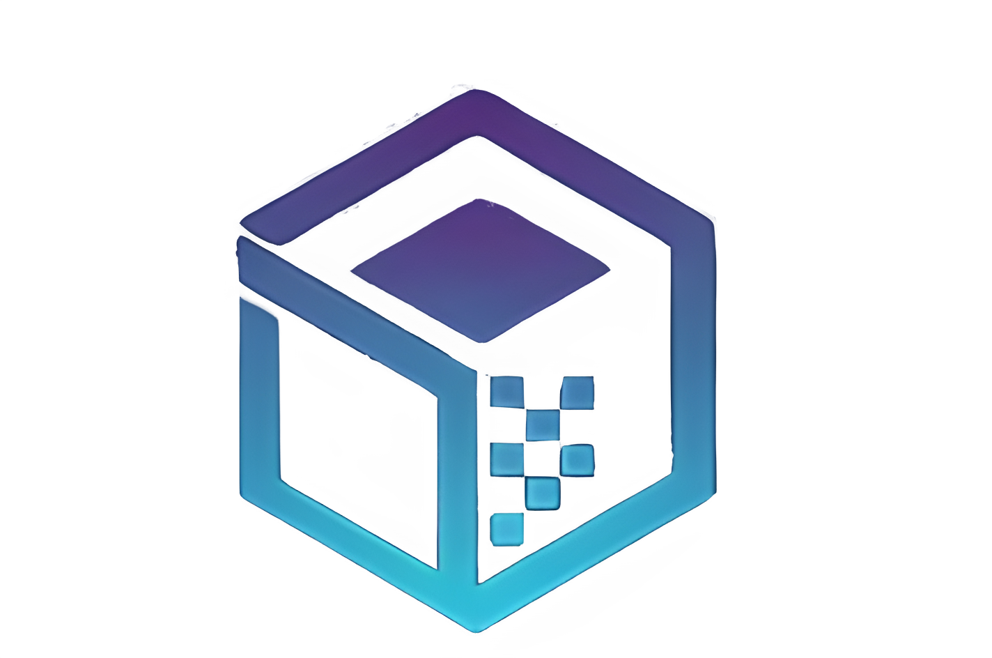 3D digital illustration of a blue cube with smaller cubes inside, representing technology or digital data.