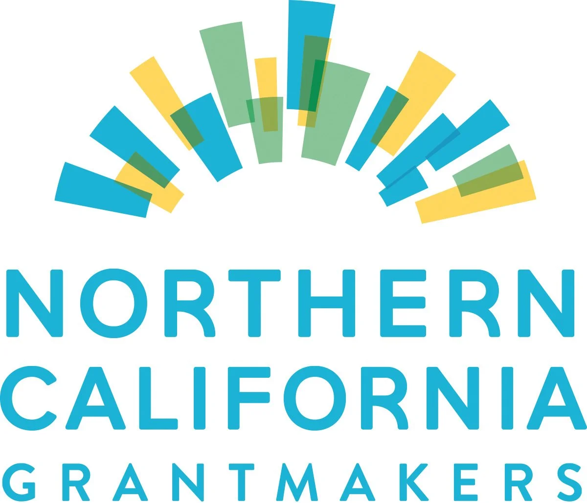 Logo for Northern California Grantmakers featuring a rainbow-shaped design with overlapping blue, green, and yellow bars and the text 'Northern California Grantmakers' in blue.