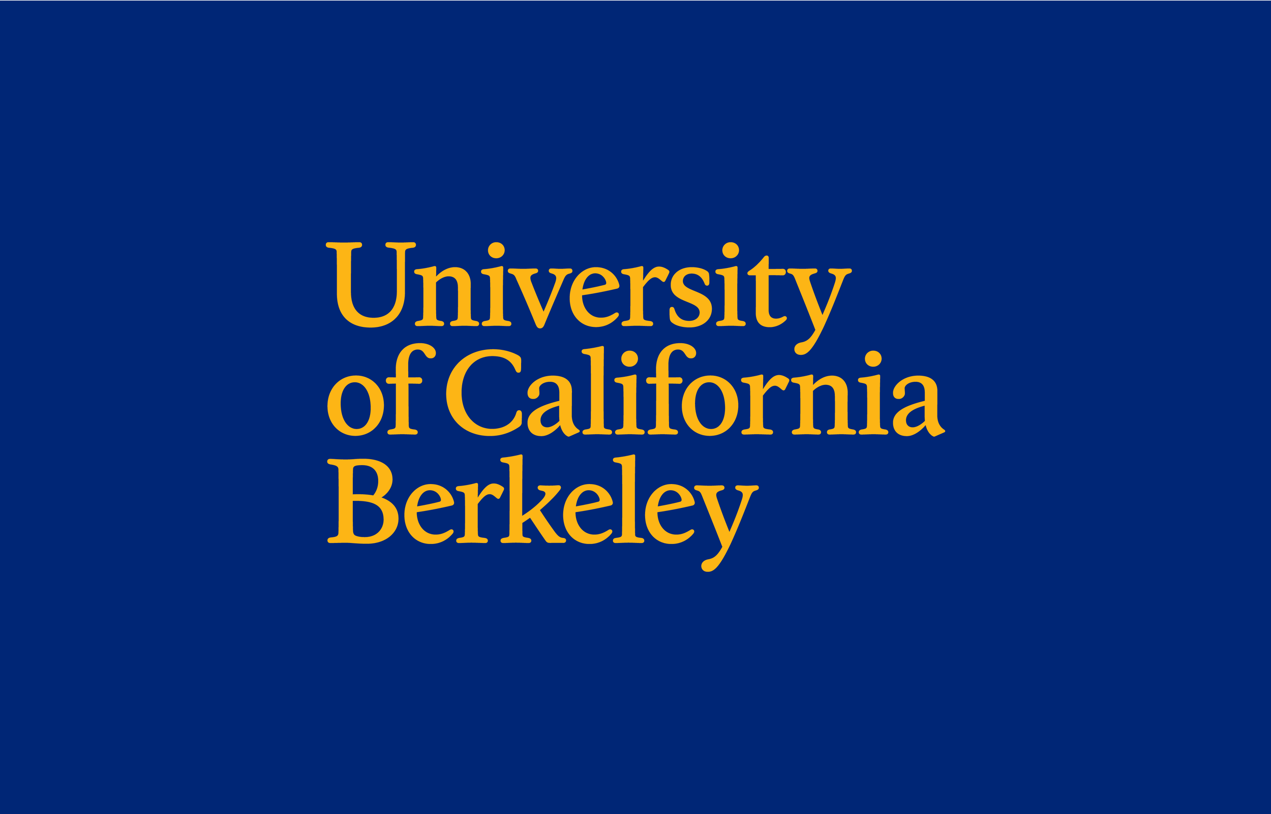 Text on a blue background reads 'University of California Berkeley' in gold letters.
