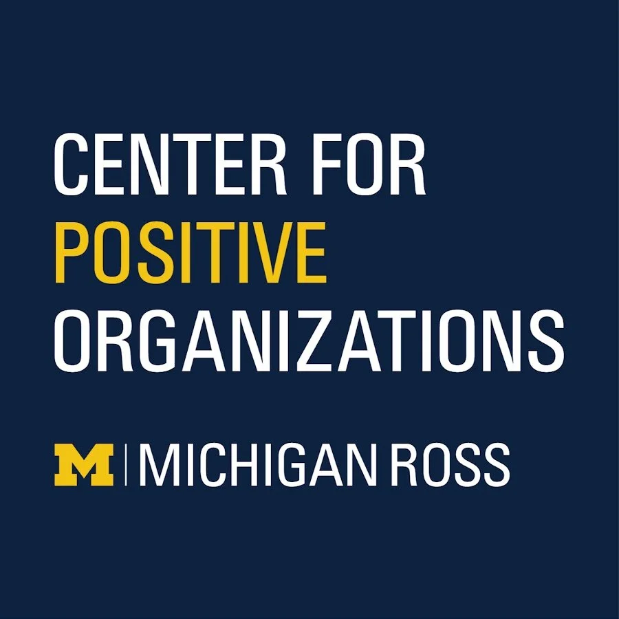 Logo and text for the Center for Positive Organizations at the University of Michigan, Michigan Ross School of Business.