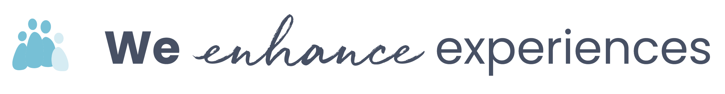 Logo with stylized group of people and the text 'We enhance experiences'