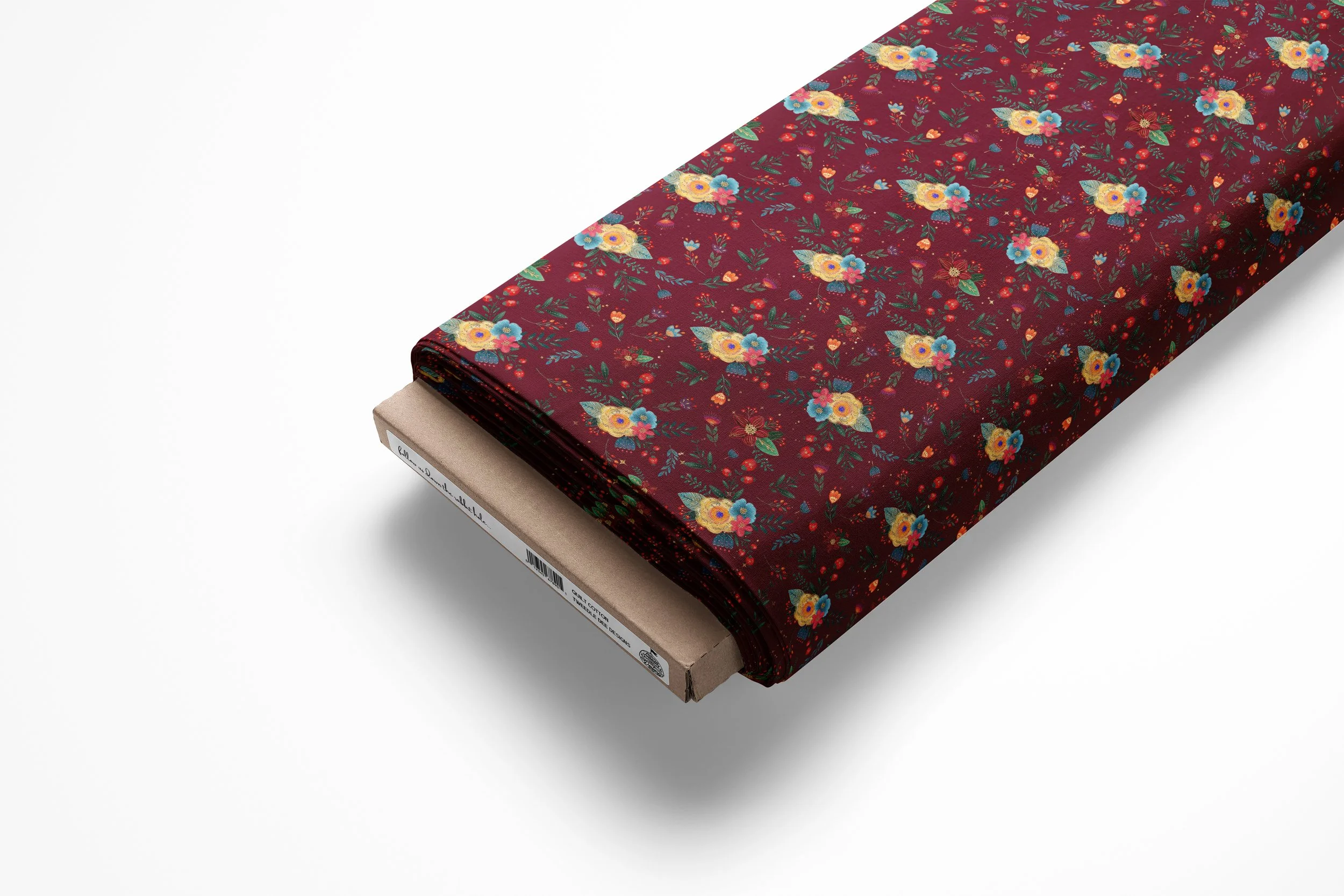 Premium Folk Art Red Floral Quilting Fabric