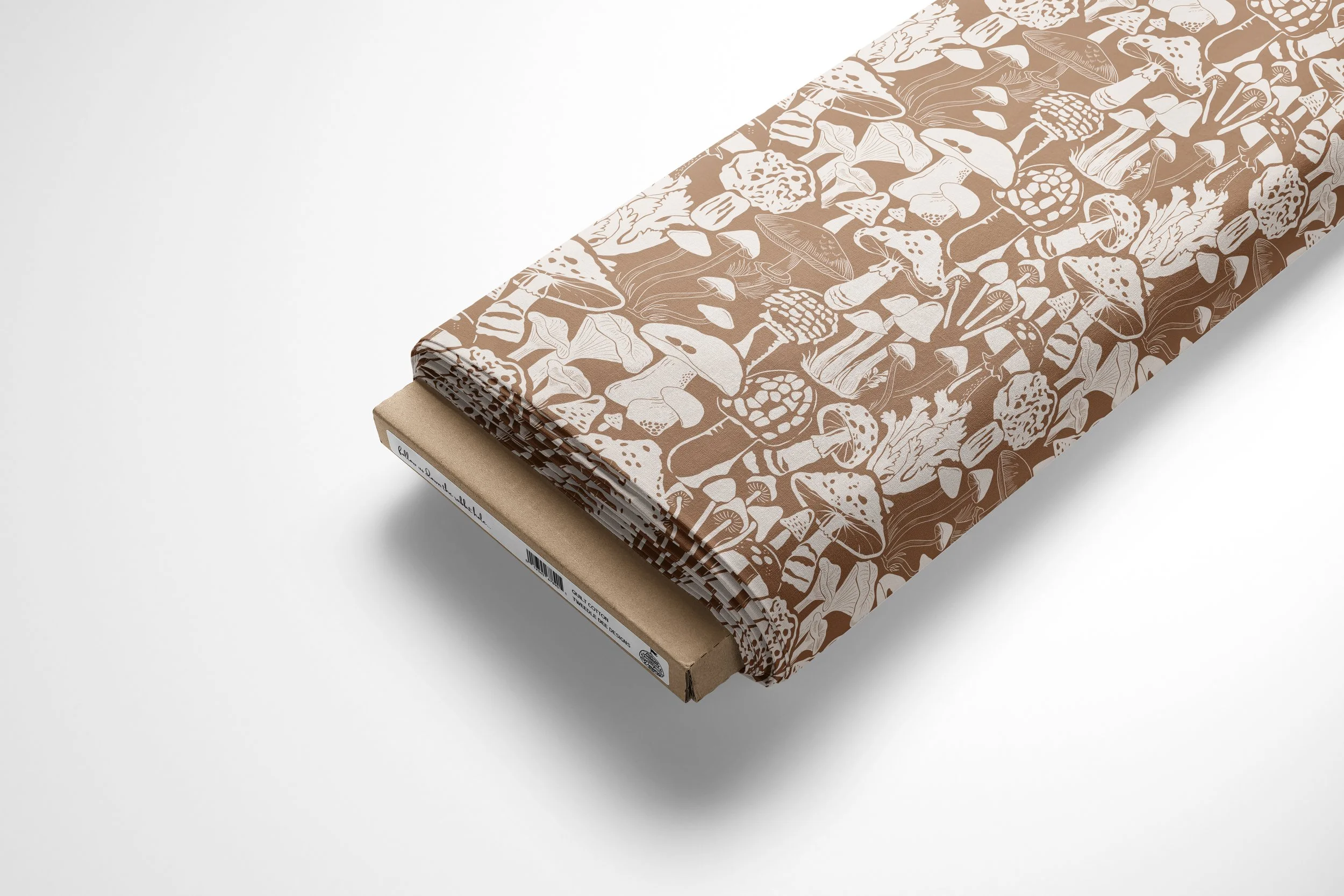 Premium Brown Mushrooms Quilting Fabric