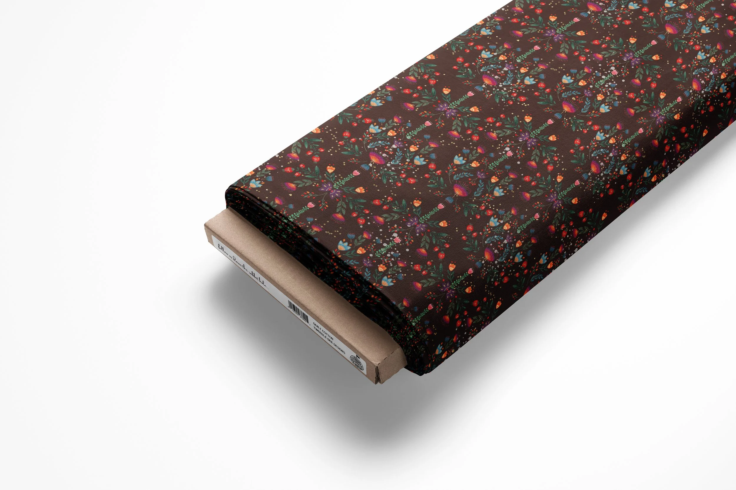 Premium Folk Art Brown Floral II Quilting Fabric