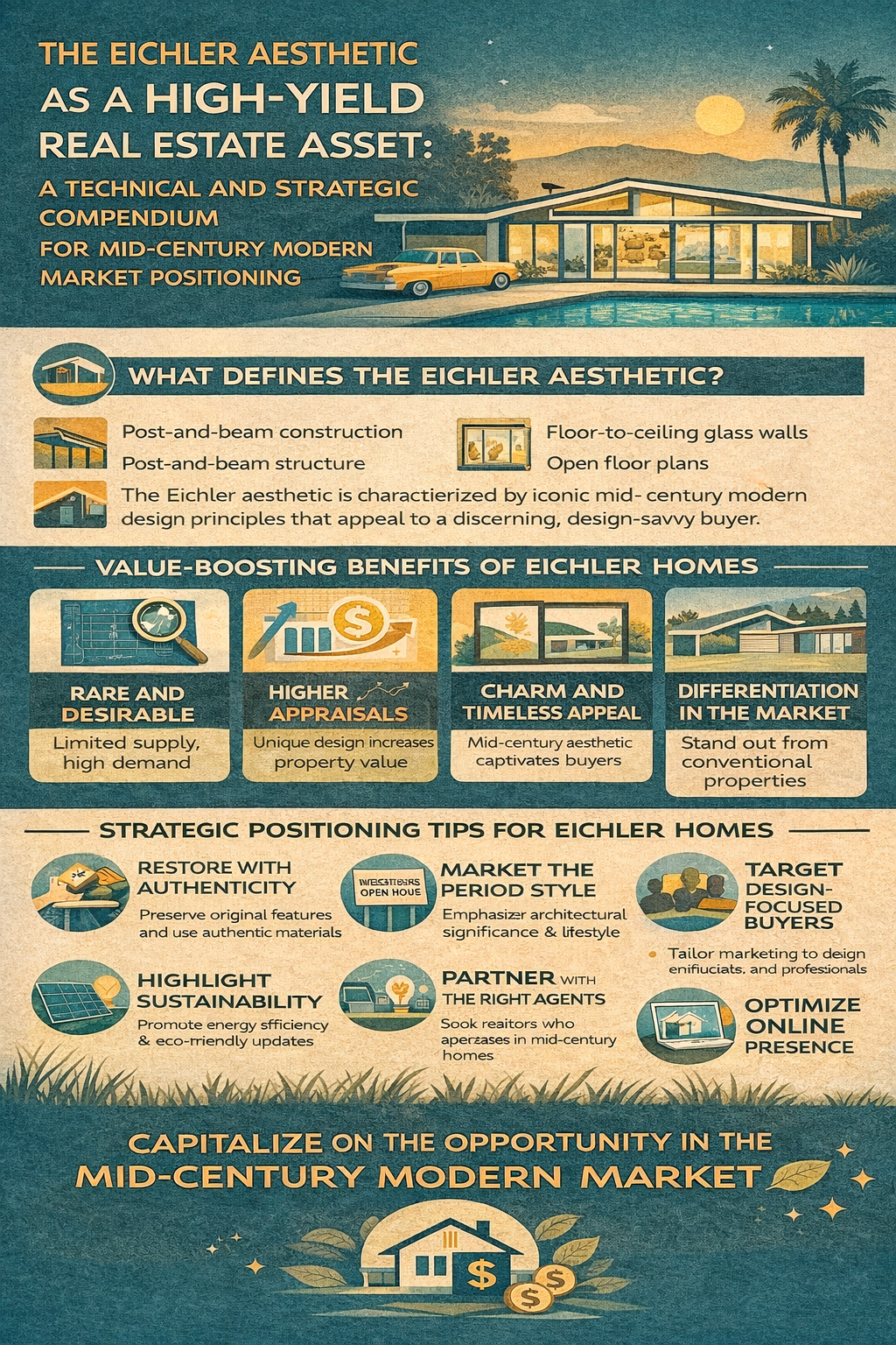 The Eichler Aesthetic as a High-Yield Real Estate Asset: A Technical and Strategic Compendium for Mid-Century Modern Market Positioning