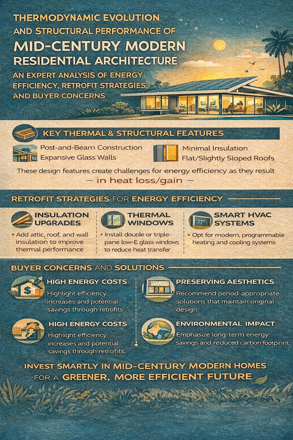 Thermodynamic Evolution and Structural Performance of Mid-Century Modern Residential Architecture: An Expert Analysis of Energy Efficiency, Retrofit Strategies, and Buyer Concerns