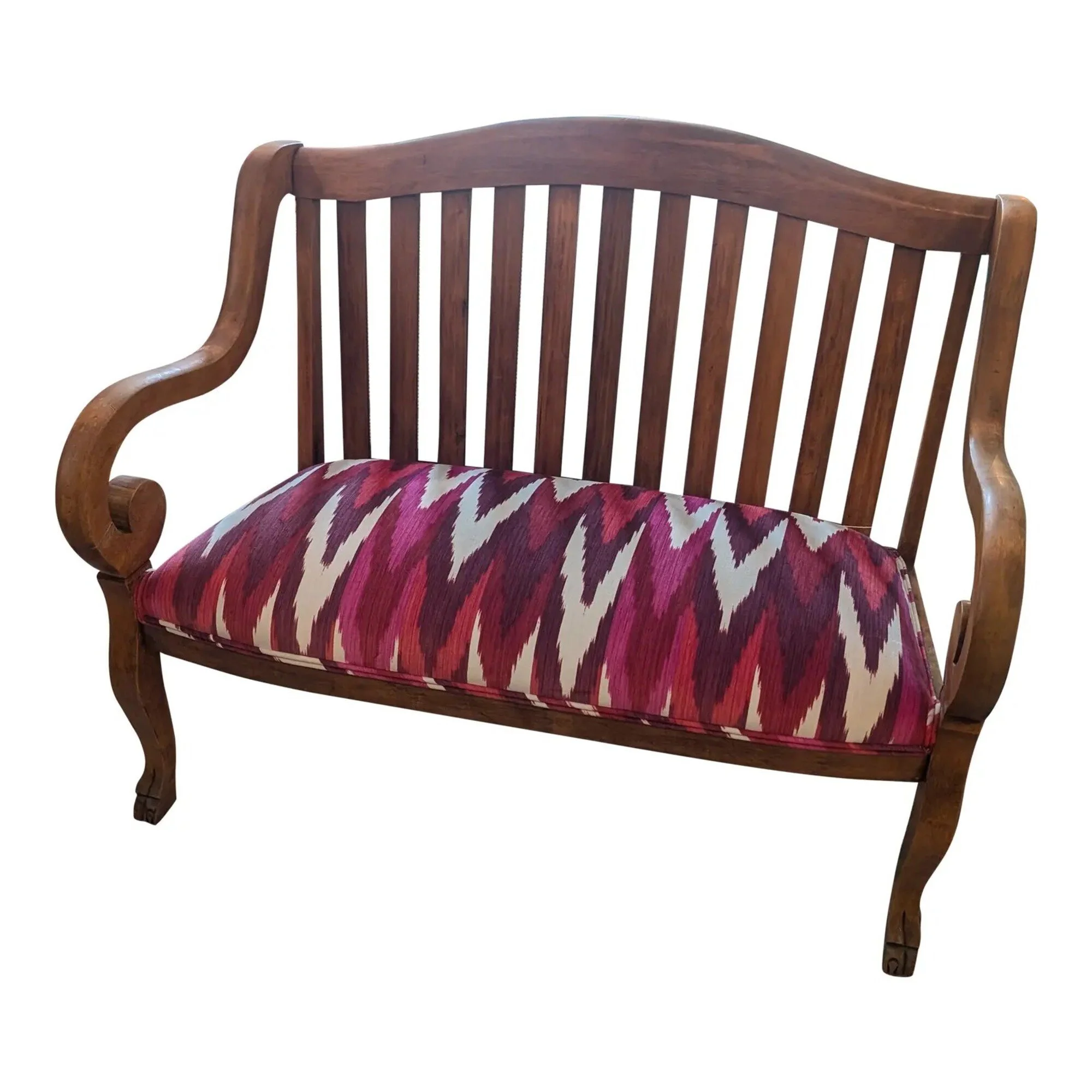 1920s Antique Curved Bench