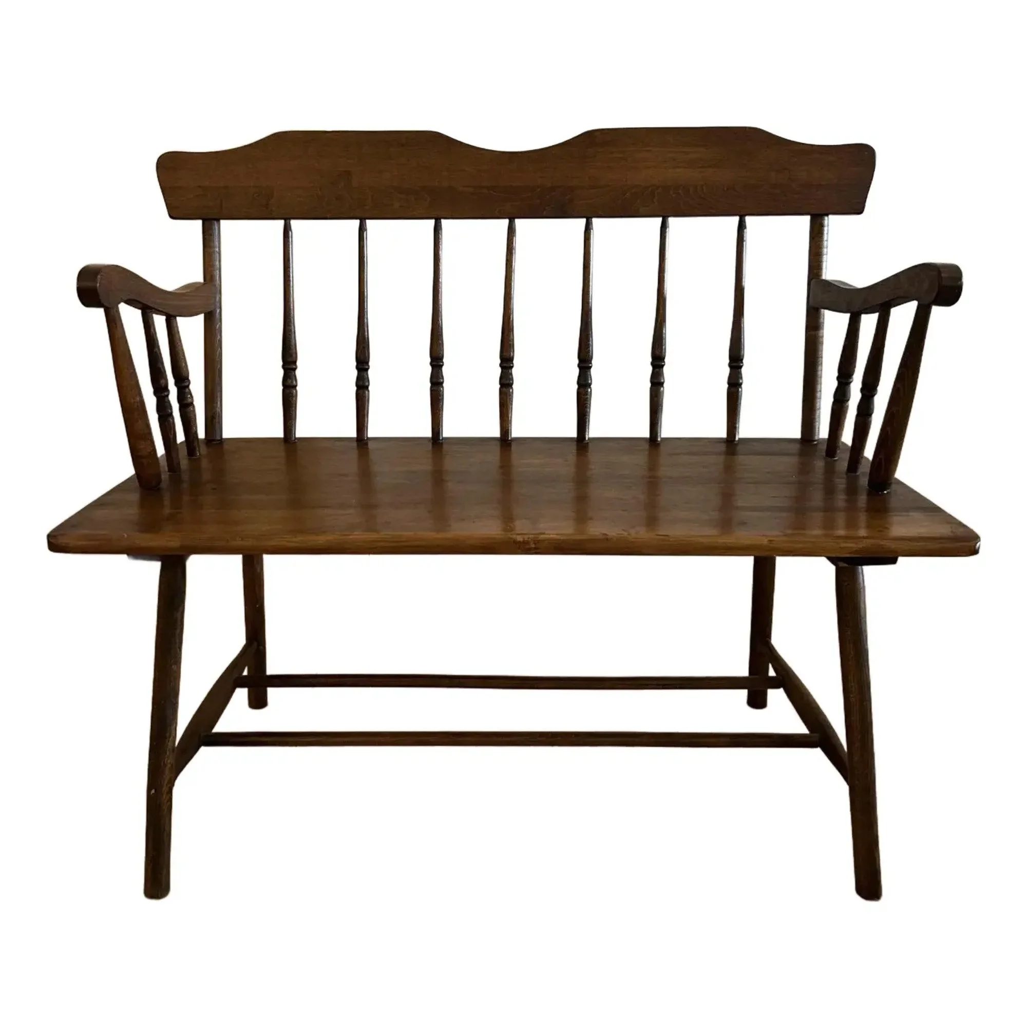 1940s Federal Style Stained Oak Bench