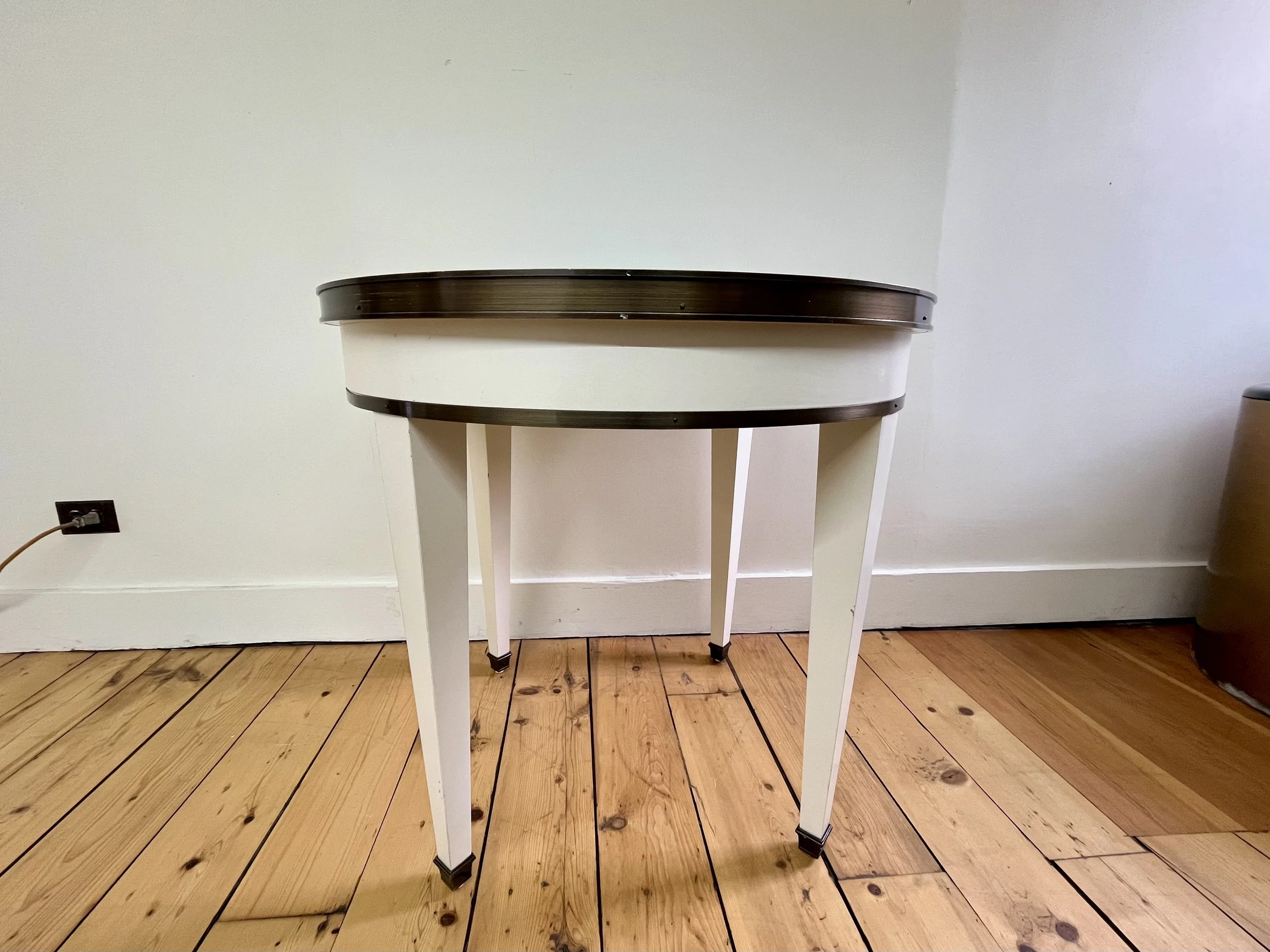 Round Marble Top Side Table With White Base