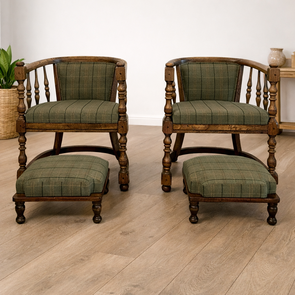 1970s Captain Chairs With Stools