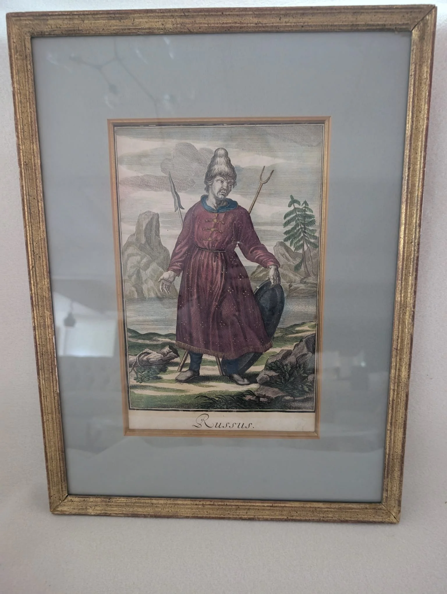 Antique 18thC Jeremias Wolff Hand-Colored Etching Russus