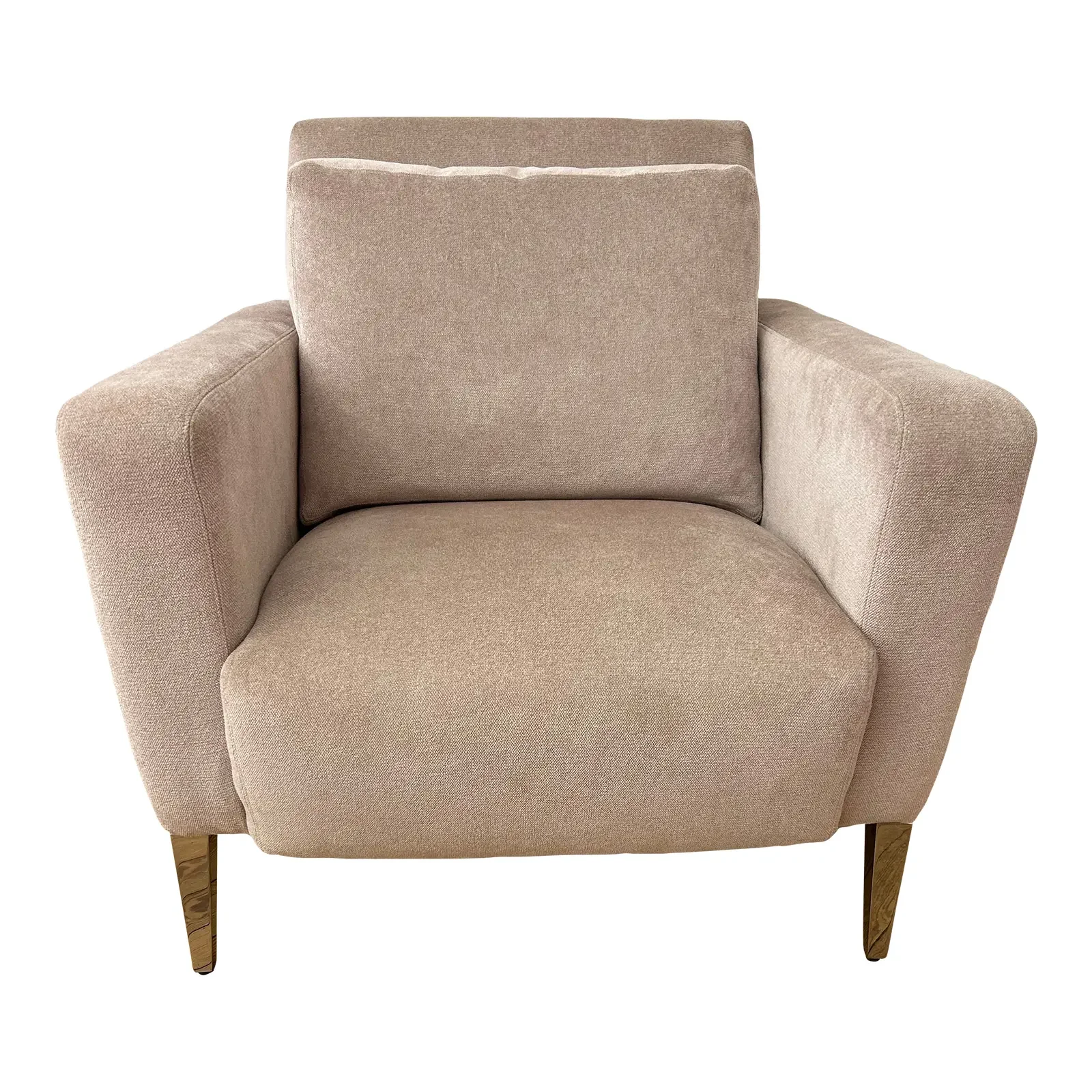 Kravet Bilbao Chair in Simbel Cameo Textured Velvet With Polished Mirror Legs