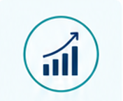 Line graph with upward trend and increasing bar chart