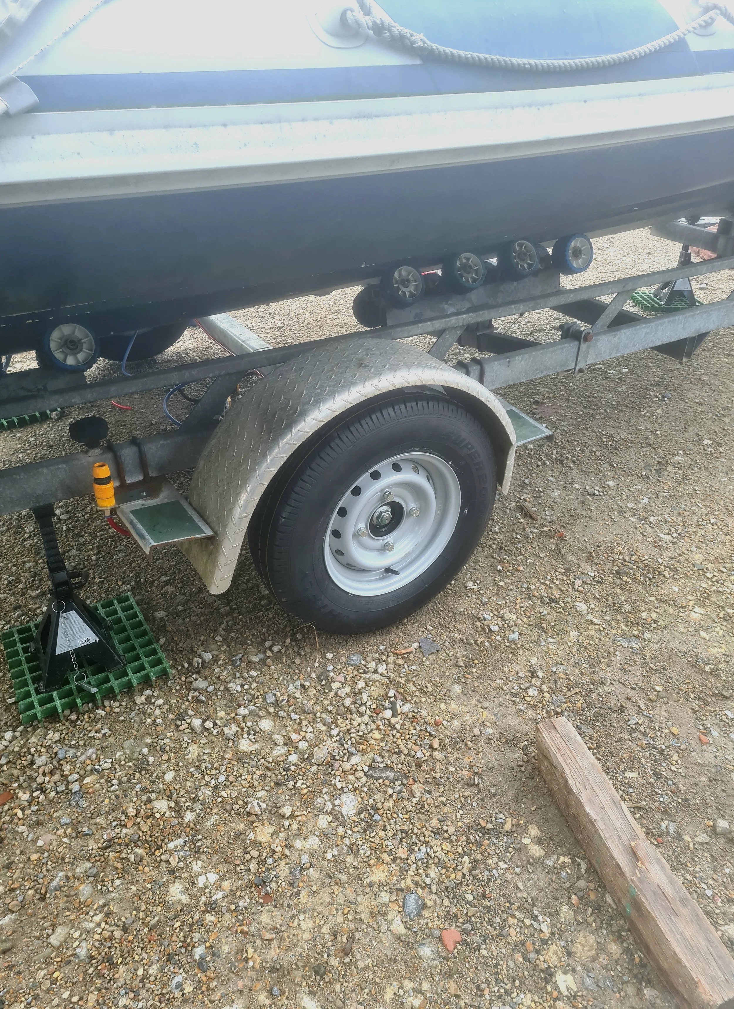New axle, wheels and tyres supplied and fitted for this boat trailer 