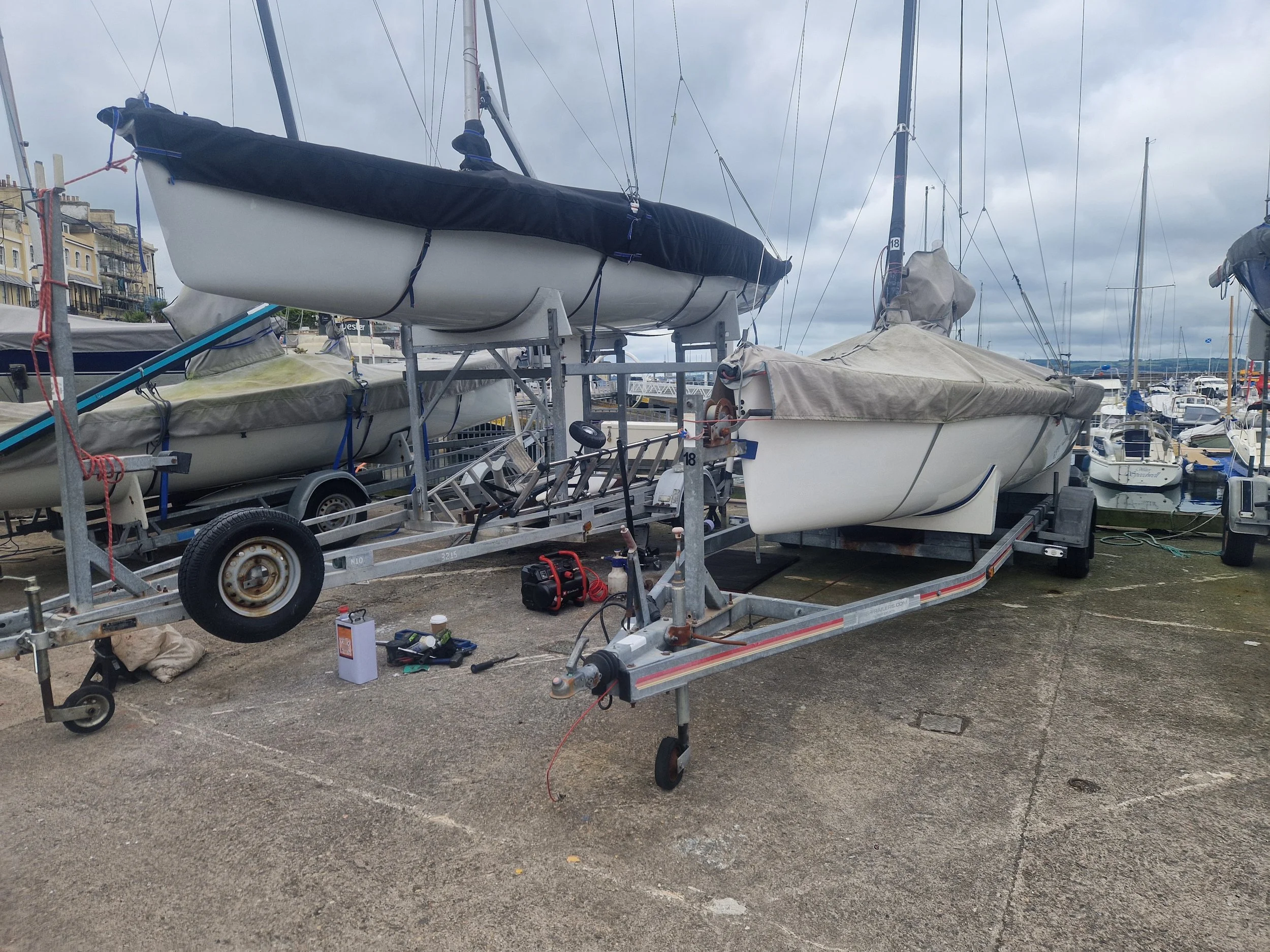 Couple of boat trailers for a service and general tidy up 