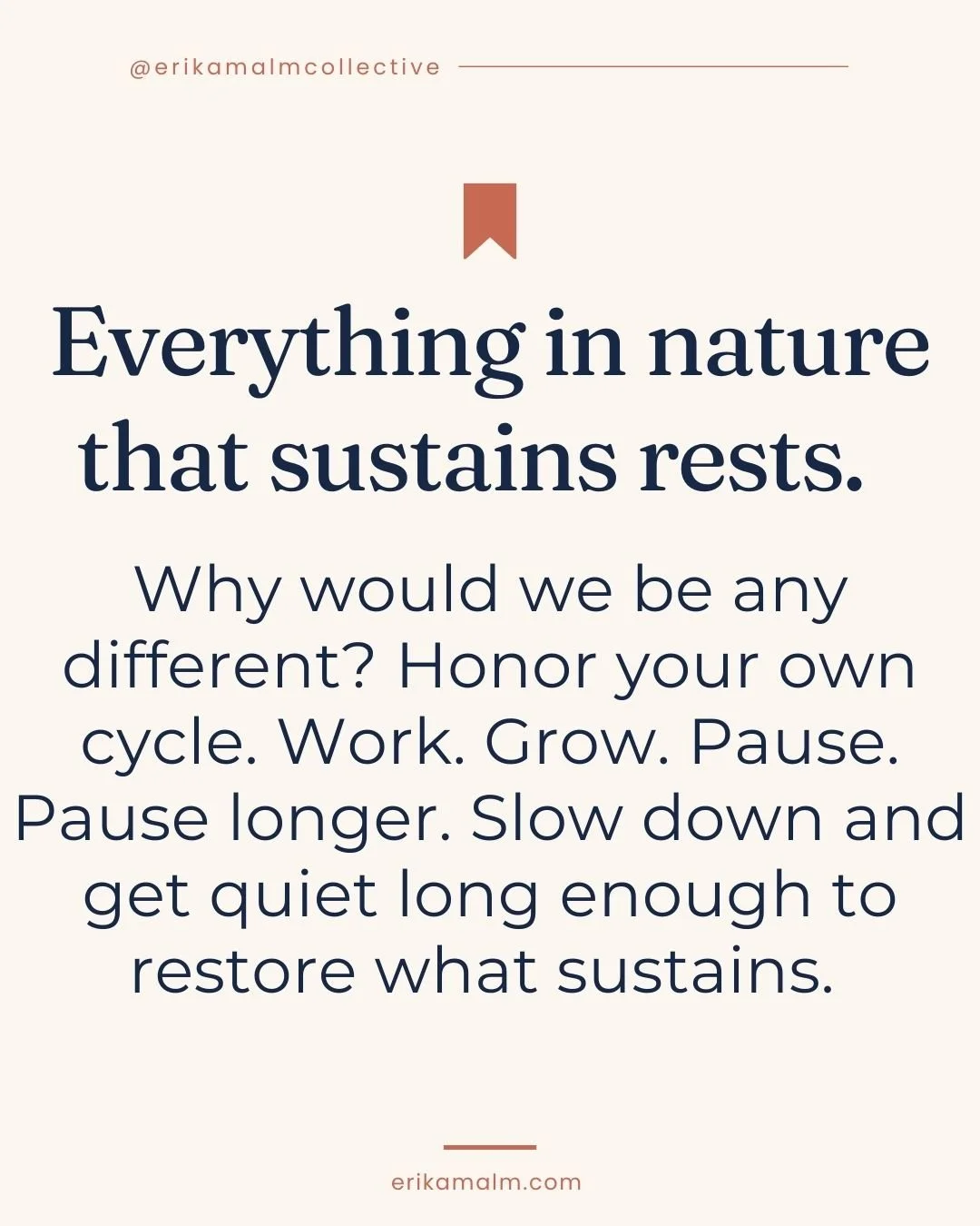 Nature understands something we often forget. What sustains life requires rest. Slowing down is not stepping away from growth. It is part of how growth happens.

#ErikaMalm #NervousSystemHealing #RelationalHealing #SomaticAwareness #SlowDown