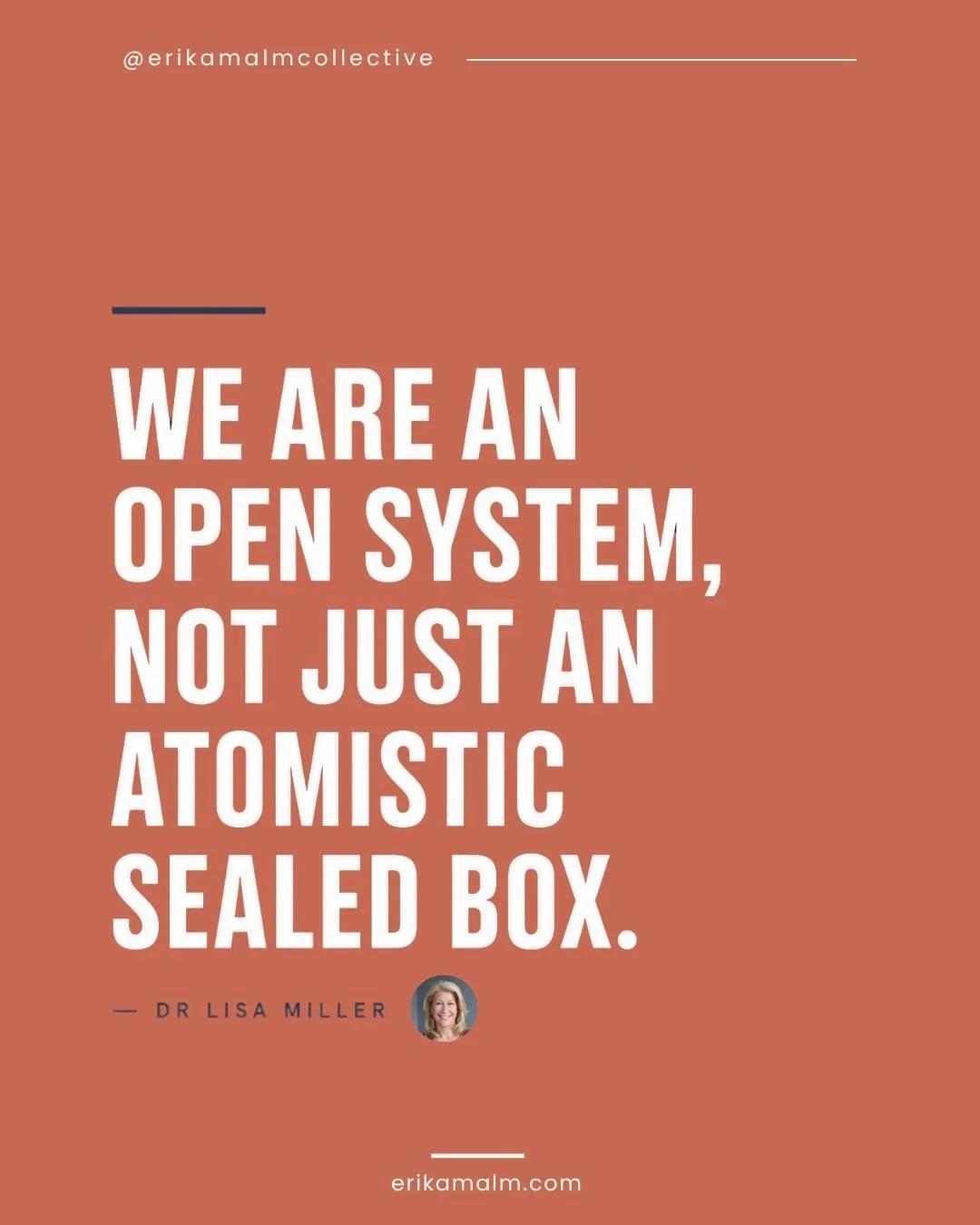 Healing does not happen in isolation. We are shaped, regulated, and transformed through connection to others, to ourselves, and to the systems around us.

#ErikaMalm #RelationalHealing #NervousSystemHealing #DepthPsychology #MentalHealthAwareness