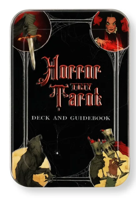 Tiny, tinned edition of "Horror Tarot Deck and Guidebook"