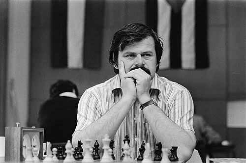 Vlastimil Hort at a chessboard