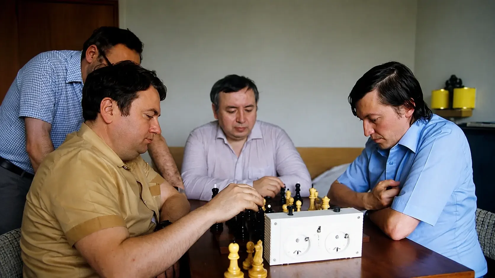Mikhail Podgaets pictured with Igor Zaitsev and Anatoly Karpov