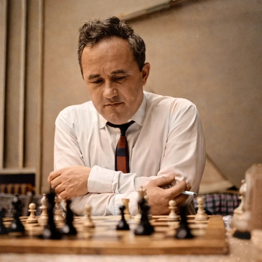 Efim Geller playing chess in 1965