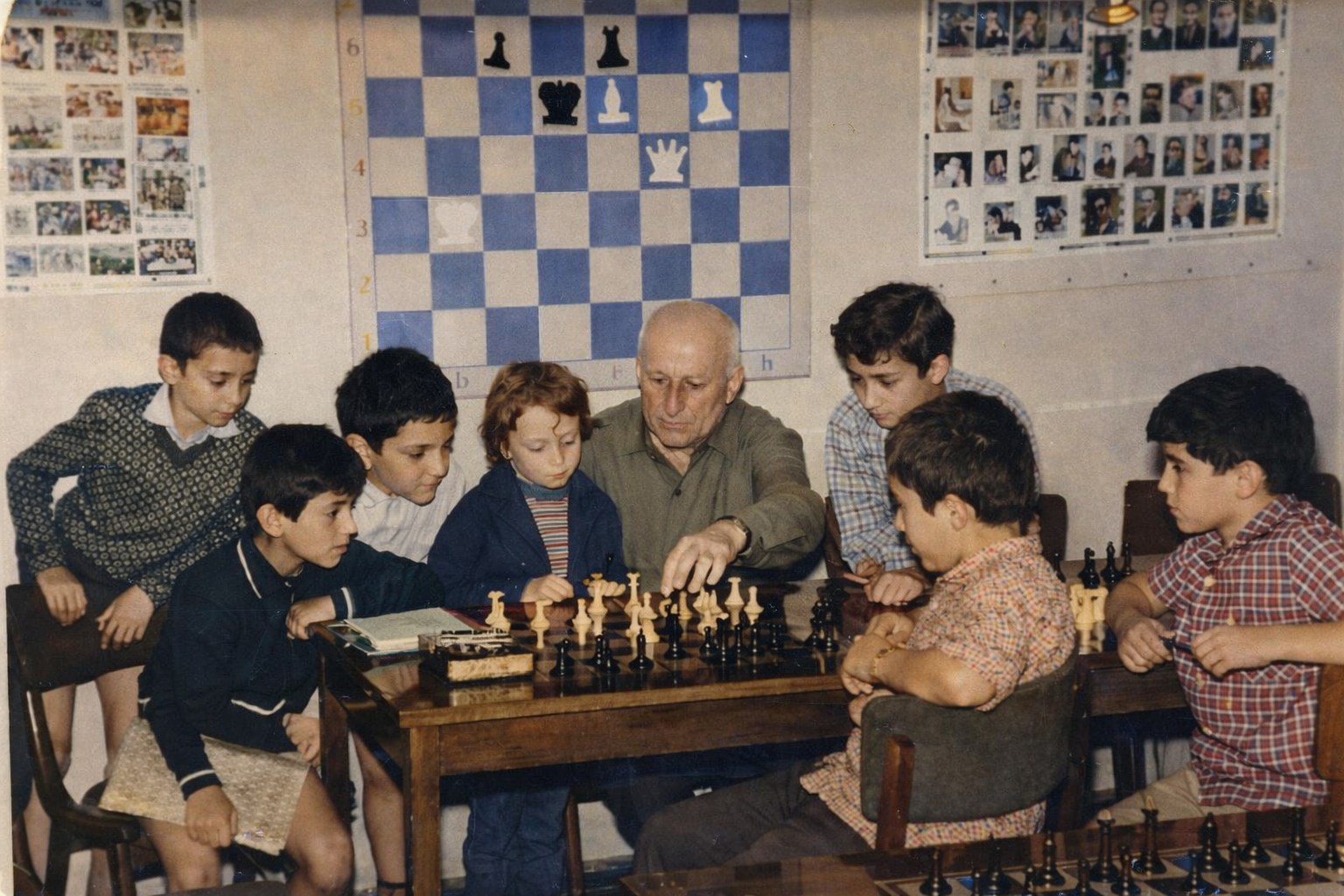 Kasparyan teaching chess to children in Yerevan Armenia, 1973.