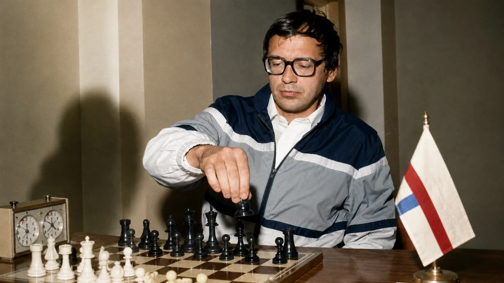Yuri Razuvaev plays chess