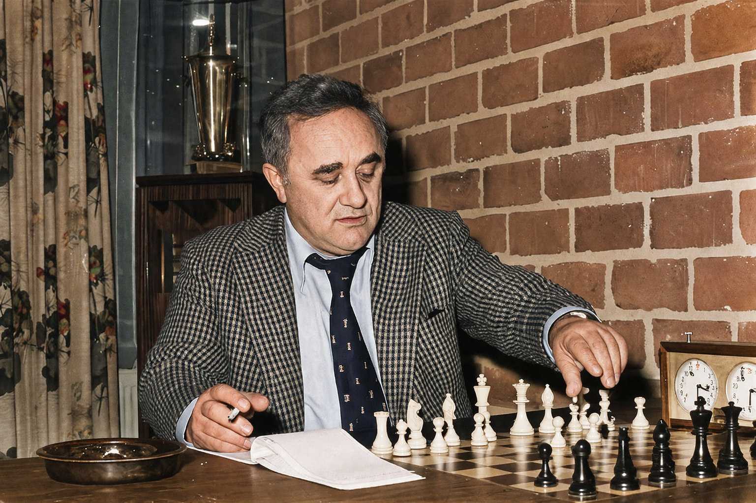 Efim Geller playing chess in Wijk aan Zee