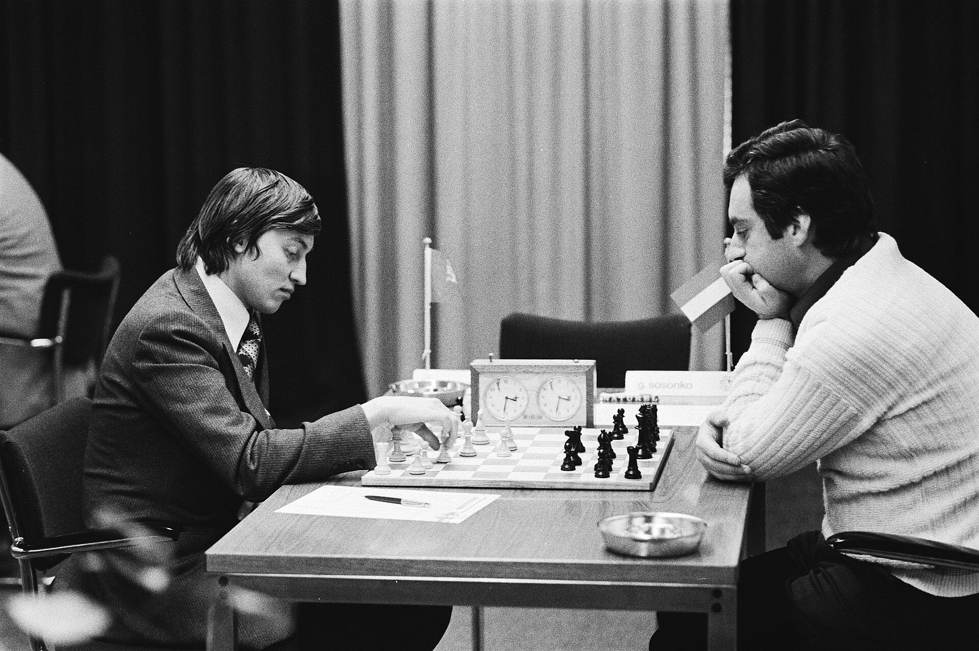 Anatoly Karpov in play vs Genna Sosonko at Tilburg 1979
