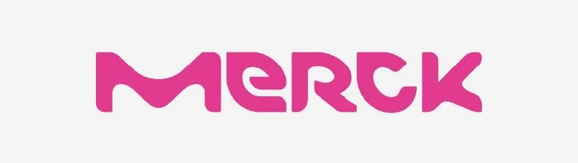 Pink text spelling 'MERCK' on a white background.