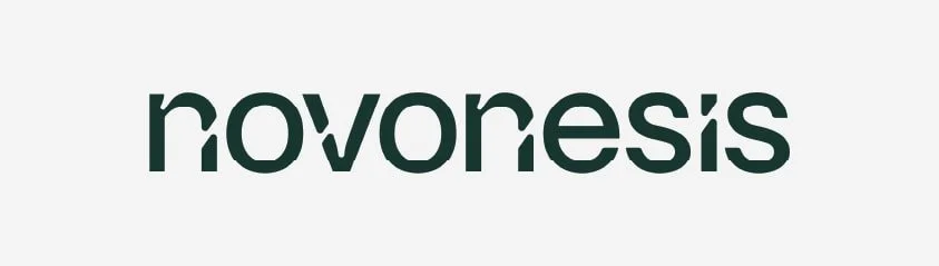 The word 'novonesis' written in lowercase letters, stylized font, with a white background.
