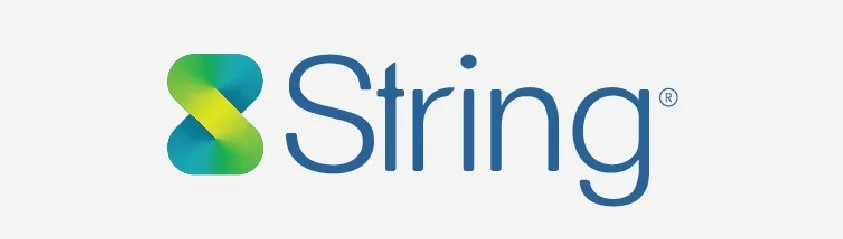 Logo of String with a colorful intertwined S symbol and the word 'String' in blue text.