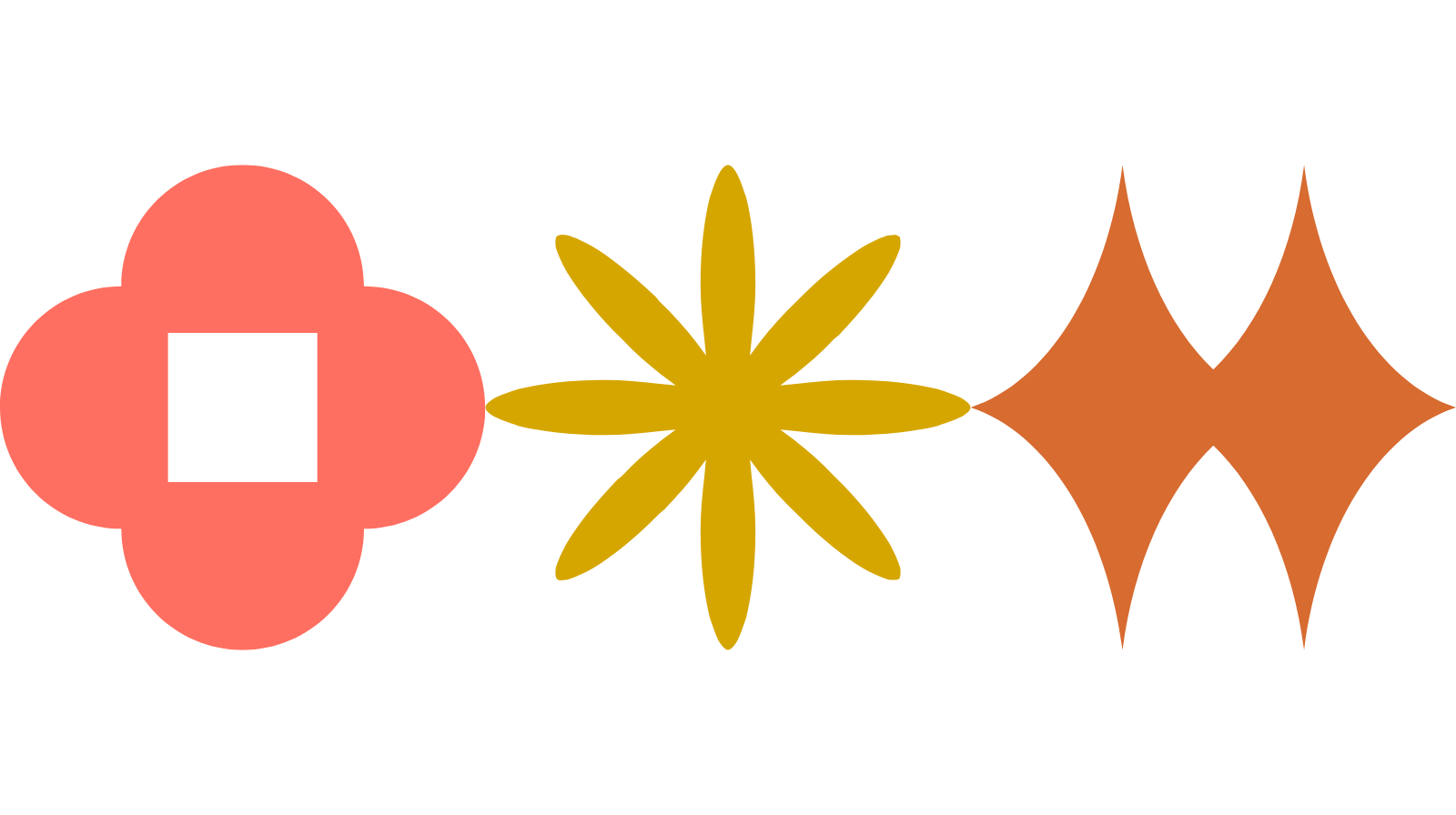 Abstract geometric pattern with shapes in pink, yellow, and orange on a black background.