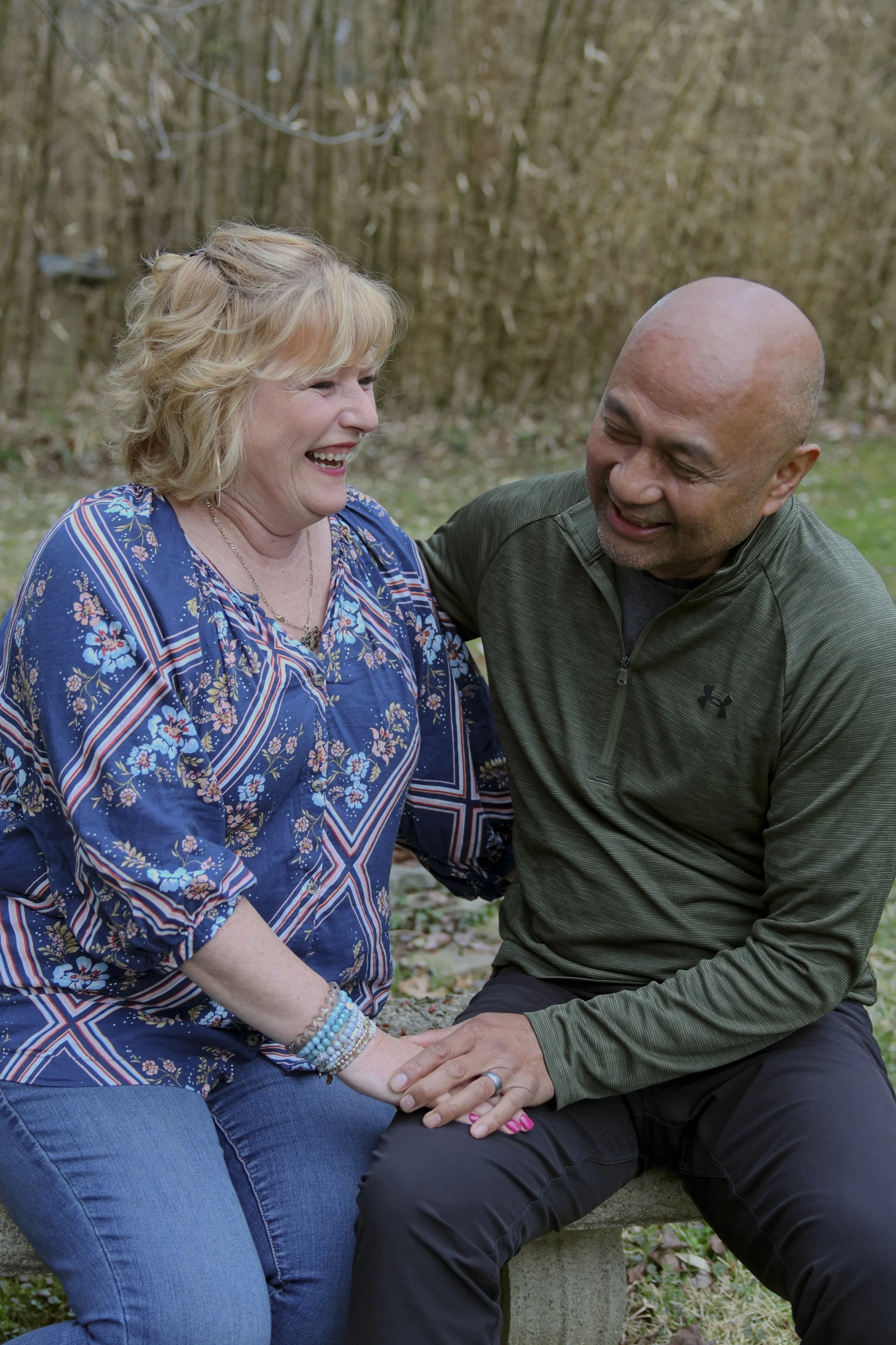Portrait of a couple in their backyard in Somerville, NJ